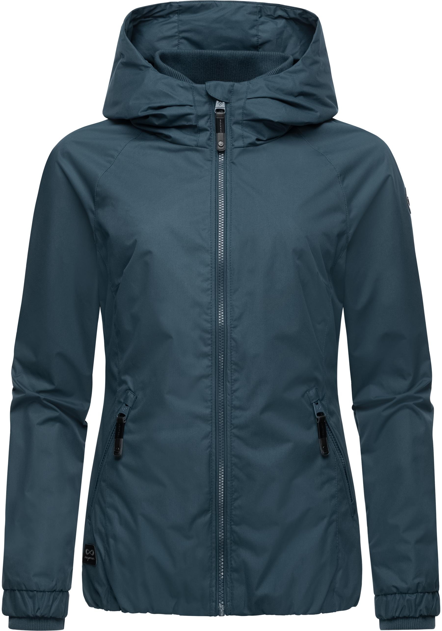 Outdoorjacke RAGWEAR "Dizzie", Damen, Gr. 4XL (48), blau (hellpetrol), Außenmaterial: 100% Polyester; Innenfutter: 100% Polyester, regular fit hüftbedeckend, Ärmel ohne Ärmelschlitz Rippstrickbündchen, Jacken Outdoorjacke, Wasserdichte Übergangsjacke mit  3