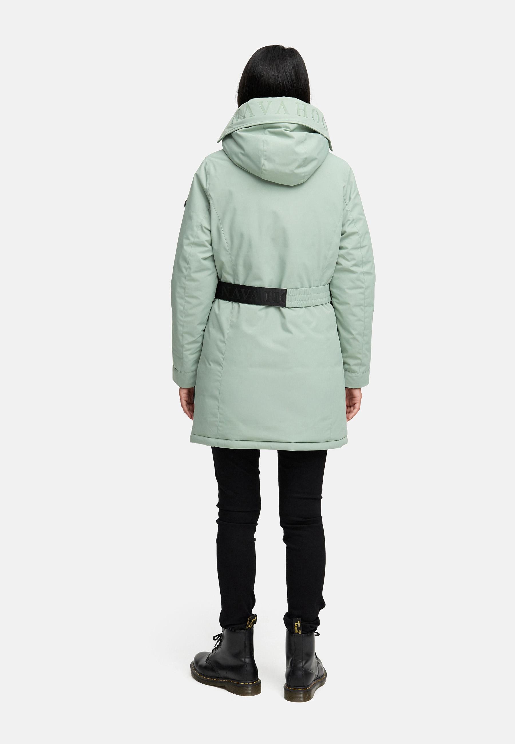 Navahoo Wintermantel »Frostkuss 14«, Warmer Damen Mantel mit abnehmbarer Kapuze und Taillengürtel