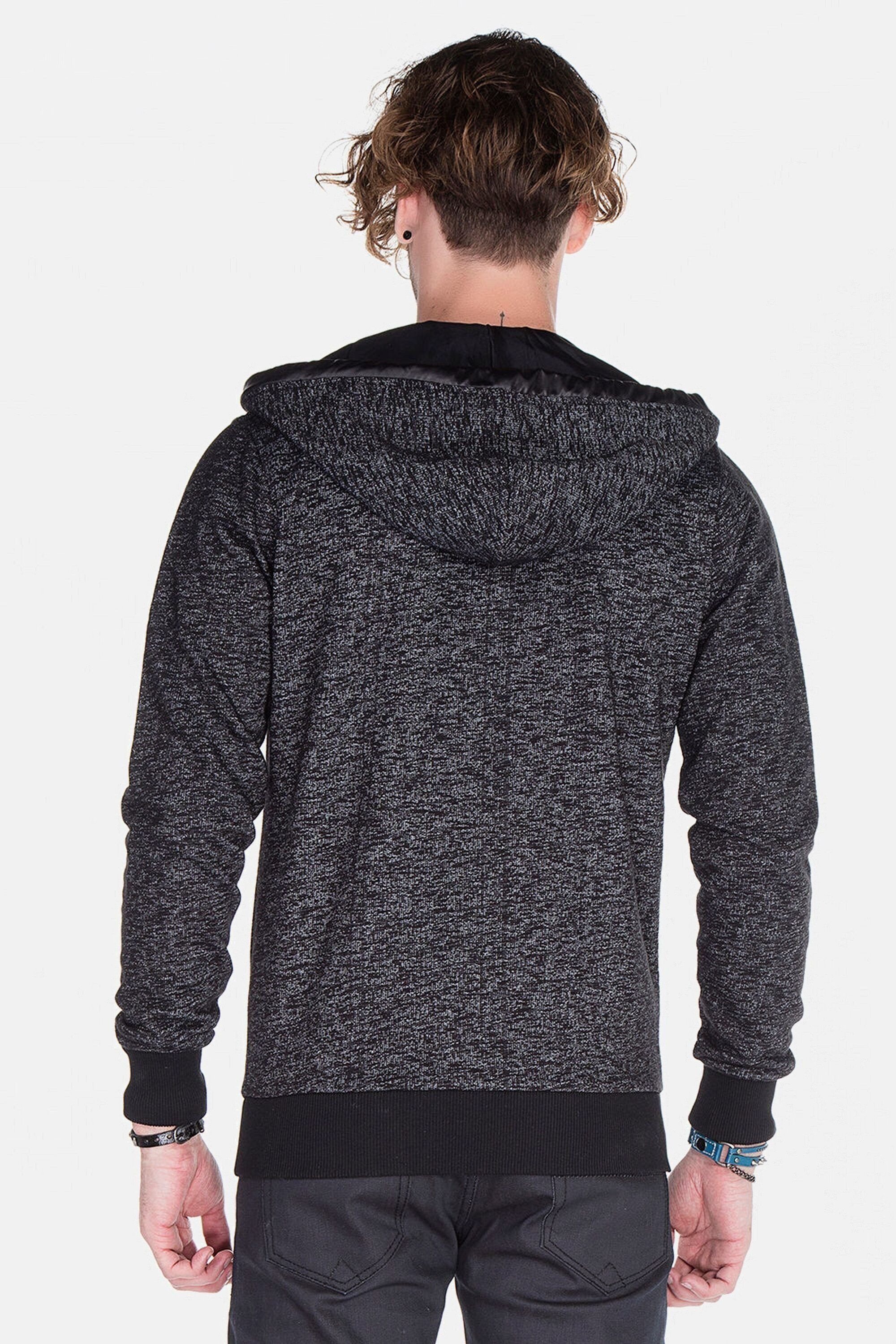 Cipo & Baxx Sweatjacke »Strickjacken« 1 mit Kunstlederapplikationen, CL-251