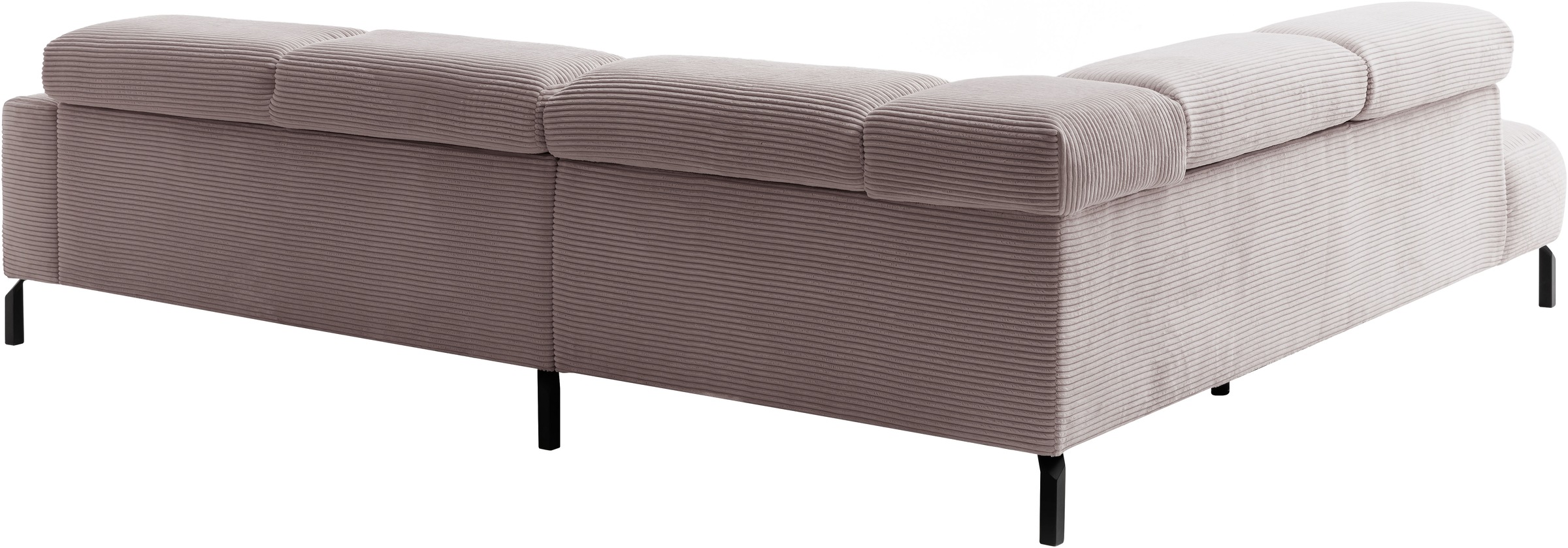 Places of Style Ecksofa »Antonelli, L-Form, inkl. Kopfteilverstellung, Breite 276 cm«, ohne Sitztiefenverstellung, in Cord, rosé