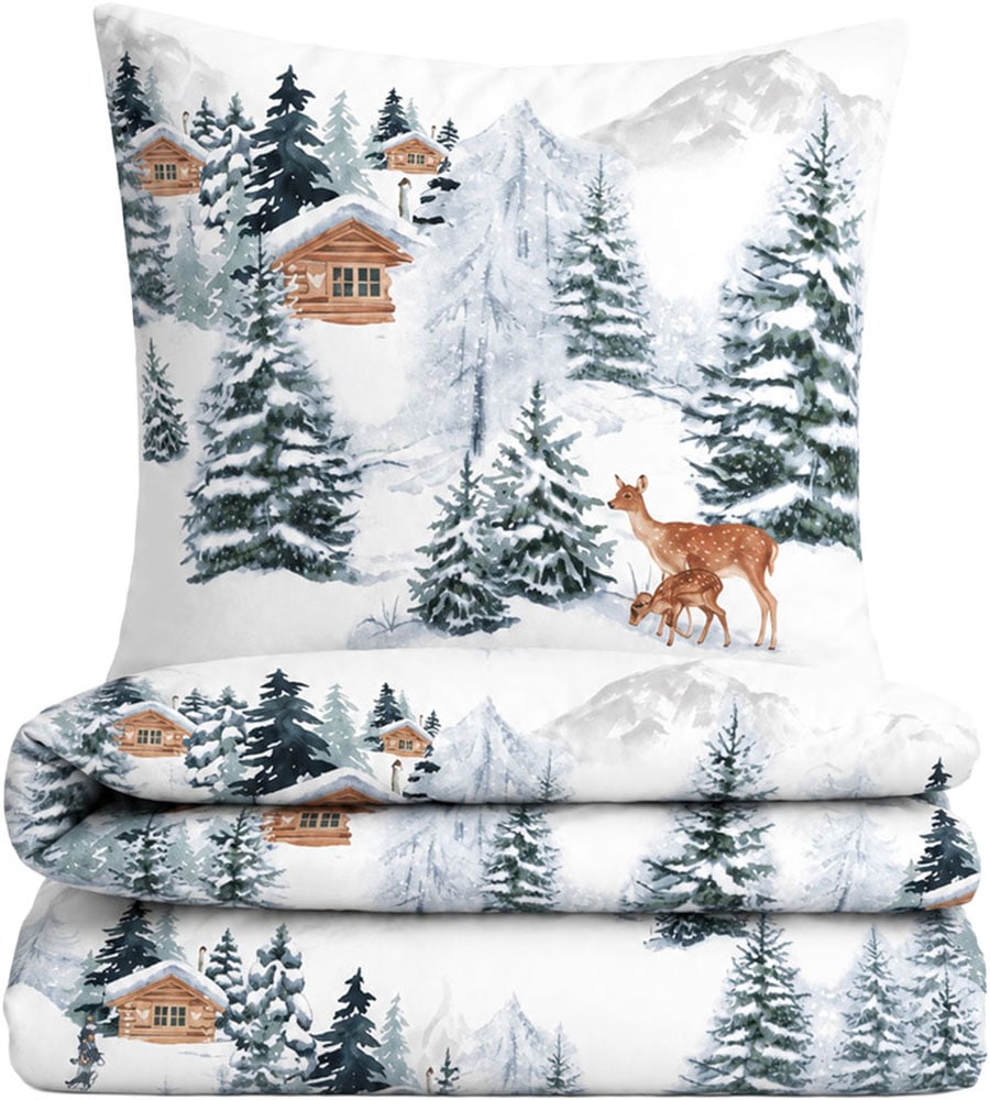 Castell - Markenbettwäsche Bettwäsche »0350367 Polycotton-Biber Bettwäsche 65% Baumwolle, 25% Polyester« 2 wärmend weich, Reißverschluss, Winterbettwäsche, Grafik-Print