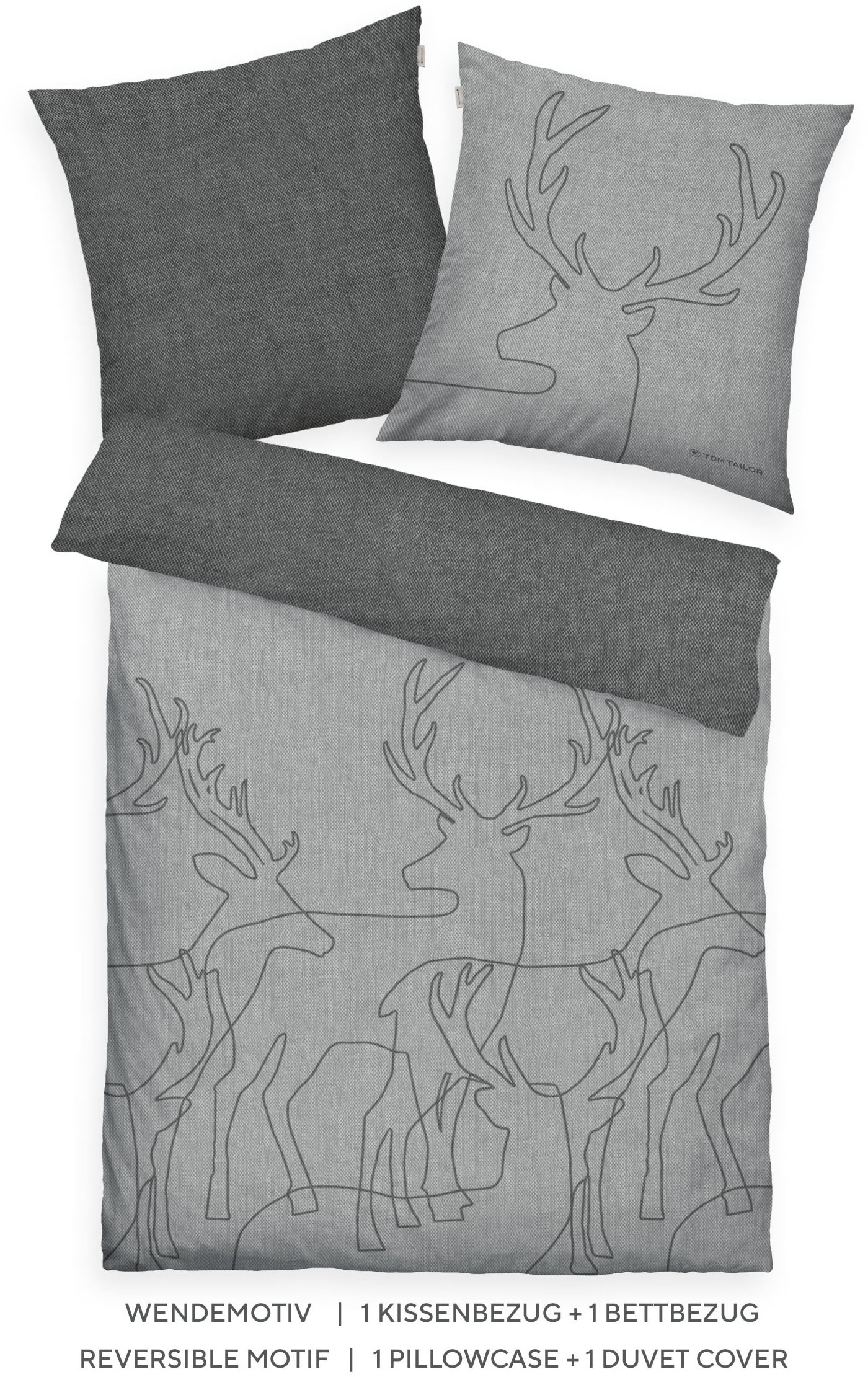 TOM TAILOR HOME Wendebettwäsche »Lennart in Gr. 135x200, 155x220 oder 200x200 cm, ideal für Weihnachten«, Flanell kuschelig warm im Winter, Weihnachtsbettwäsche aus Baumwolle