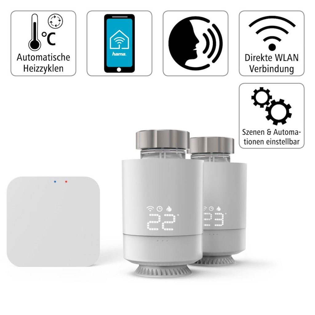 Hama Smart-Home Starter-Set »WLAN Heizungssteuerung, Set 2x smart Heizungsthermostat«