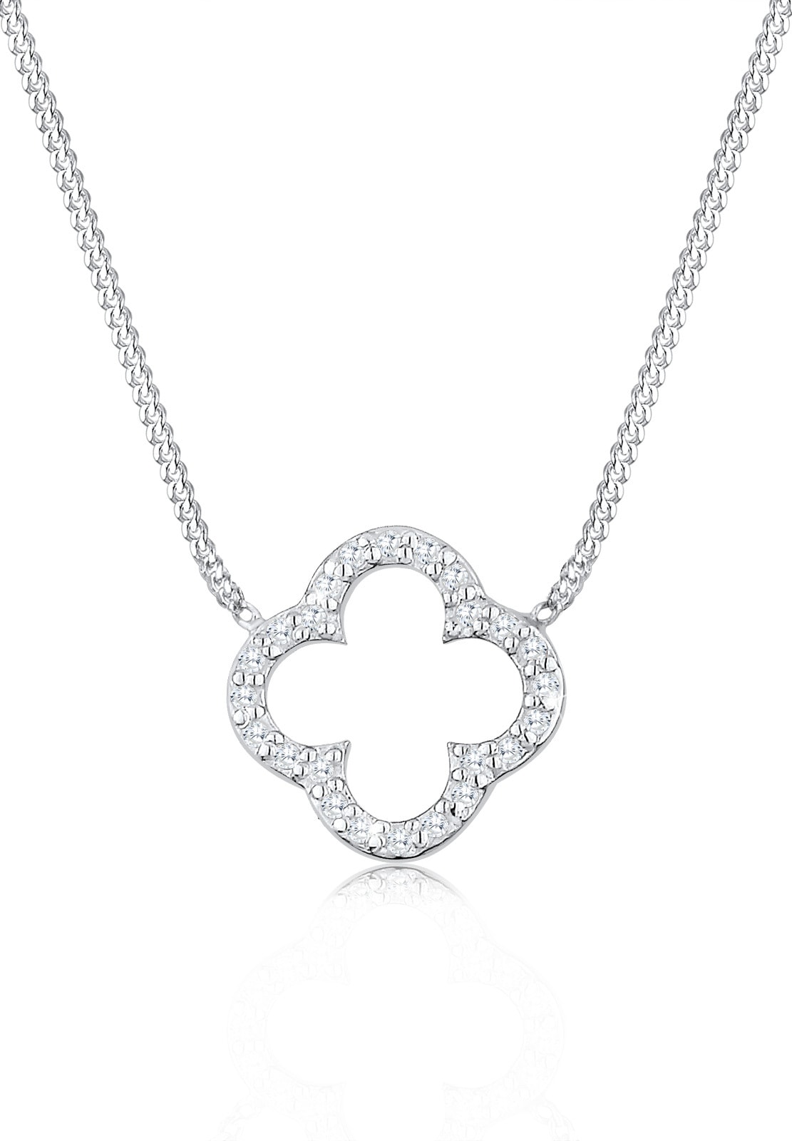 Elli Silberkette »Halskette Kleeblatt Glück Zirkonia 925 Silber«