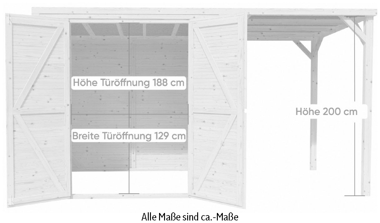 KONIFERA Gartenhaus »Beno 2 PLUS Fineline Flachdach«, mit Anbaudach