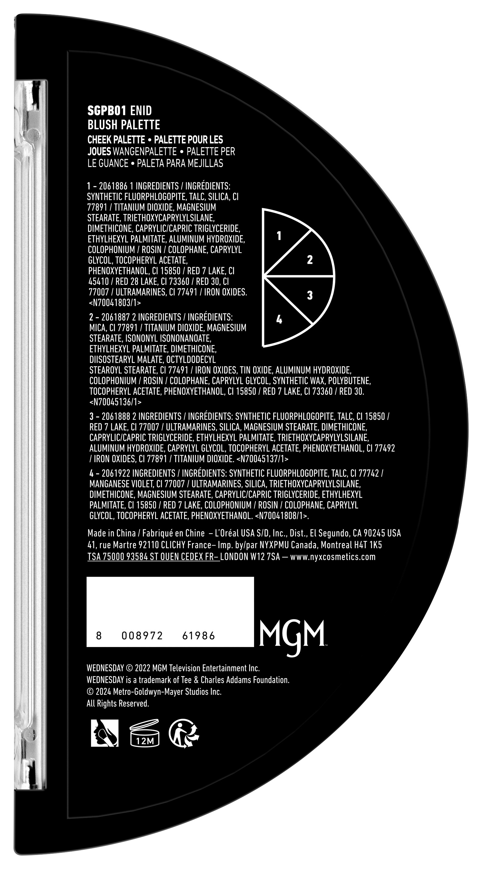 NYX PROFESSIONAL MAKEUP Puder »Wednesday Stained Glass Palette Blush«