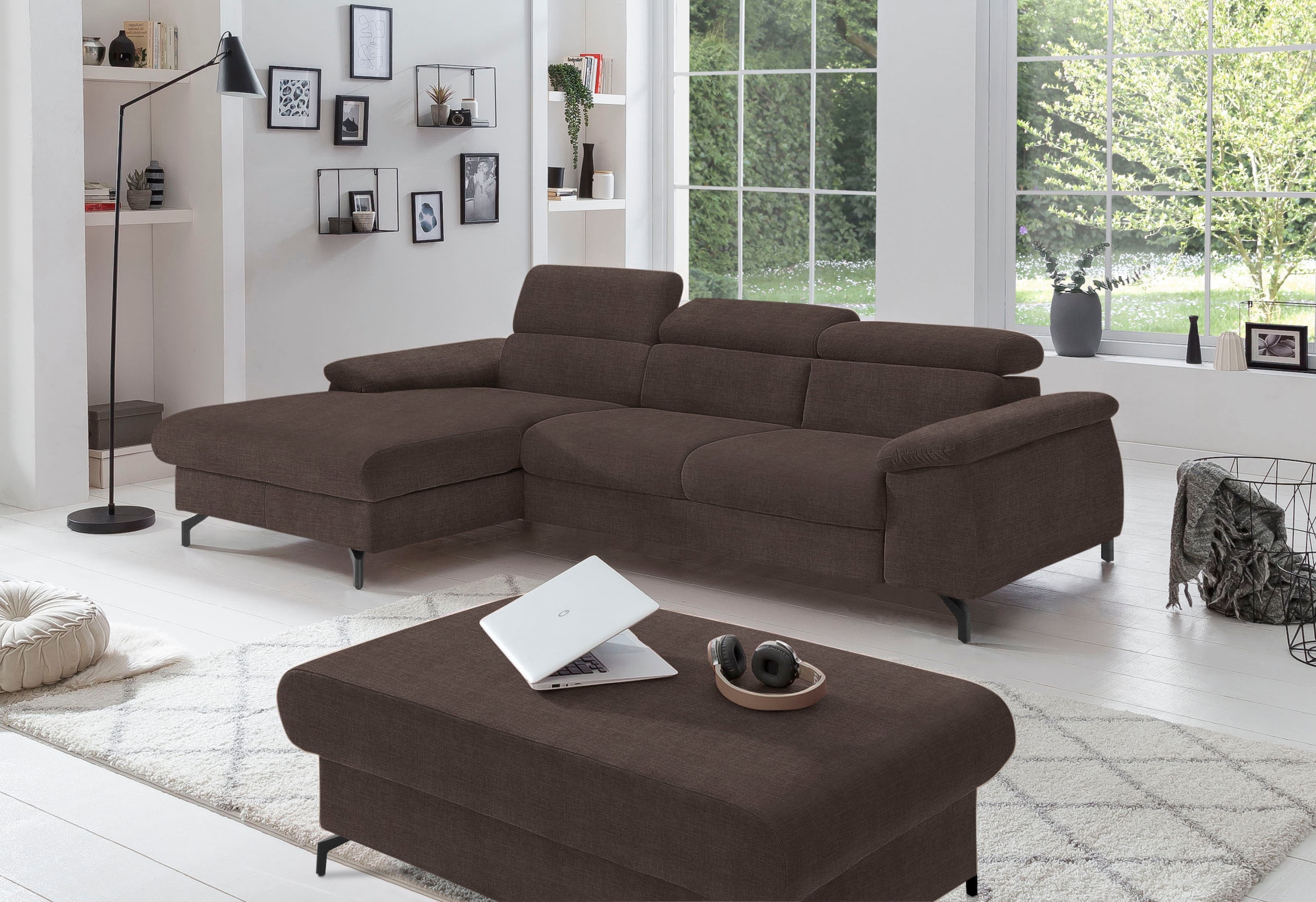 Ecksofa COTTA, B:244cm H:72cm T:166cm, braun, Microfaser (100% Polyester);Flachgewebe (100% Polyester), Wohnzimmer, Sofas, "Kitty L-Form, B: 242 cm",