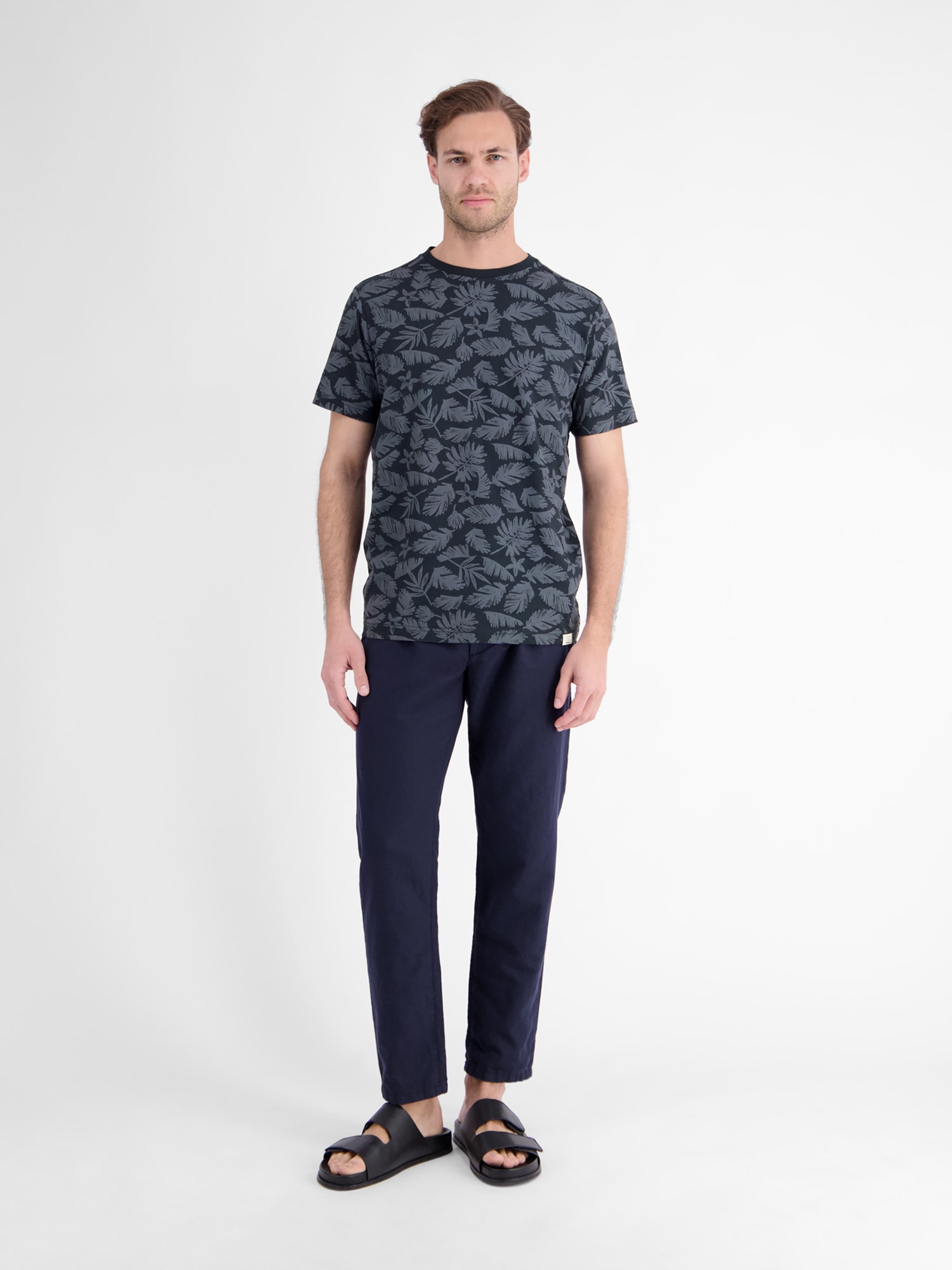LERROS T-Shirt »T-Shirt mit Rundkragen aus reiner Baumwolle mit Flower-Print«