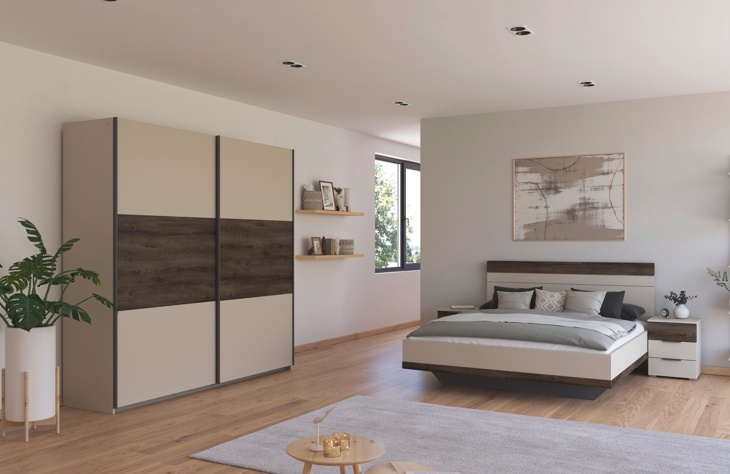 rauch Schlafzimmer-Set »Komplettschlafzimmer Schlafzimmer Schlafzimmermöbel SAJO«, (Set, 4 tlg., Set: Kleiderschrank mit/ohne Spiegel, Bett in 2 Breiten, 2 Nachttische), optional mit Spiegel am Kleiderschrank MADE IN GERMANY
