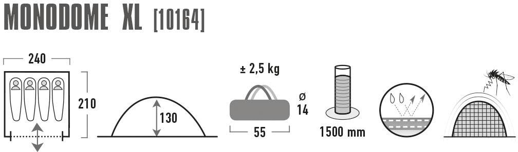 High Peak Kuppelzelt »Monodome XL«, 4 Personen, (mit Transporttasche)