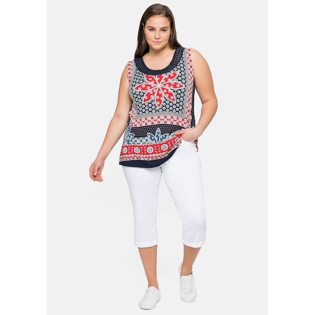 sheego by Joe Browns Tanktop »Große Größen«, mit Blumendruck und  Häkelspitze für kaufen | BAUR