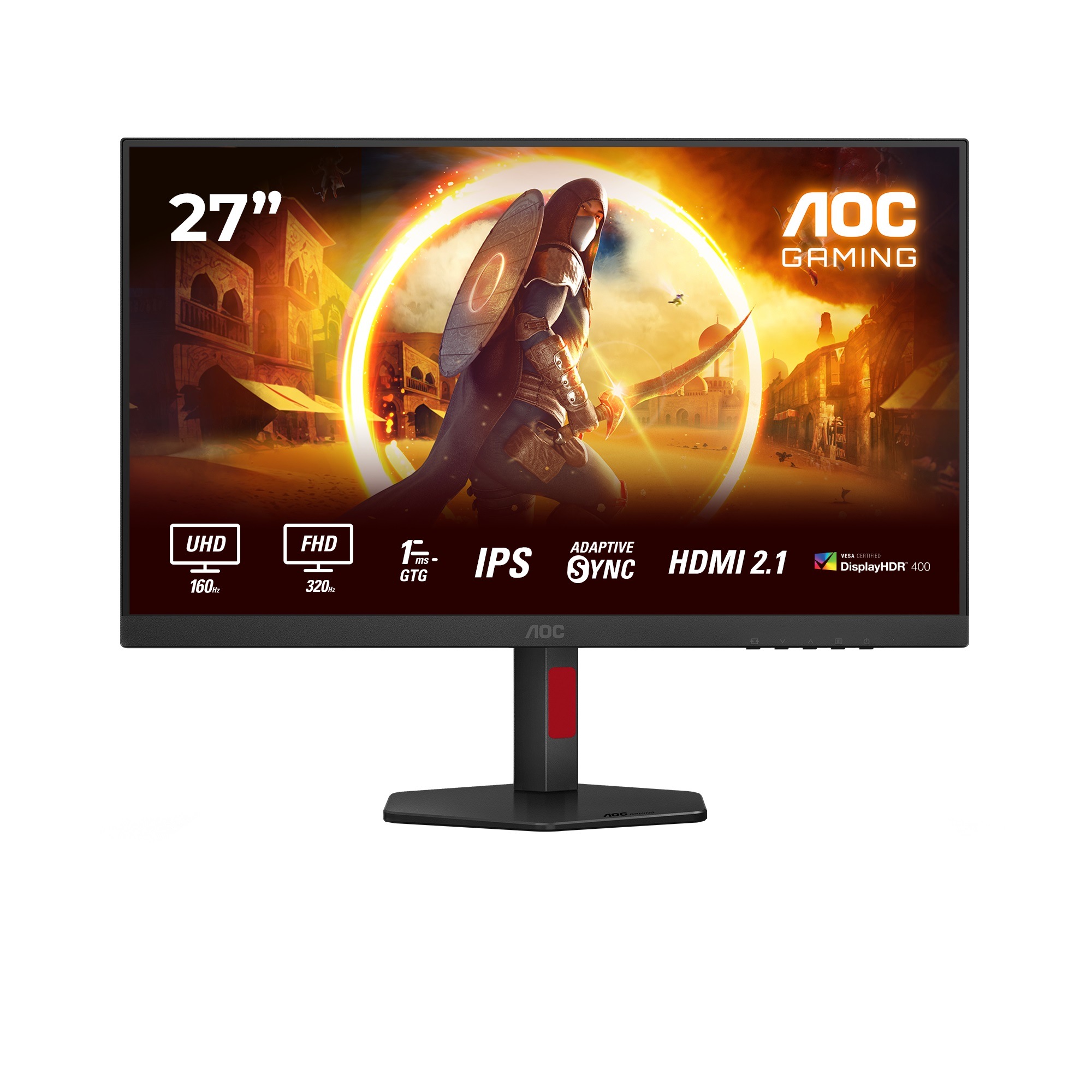AOC Gaming-Monitor "U27G4R", B:61,4cm H:36,6cm T:5,13cm, schwarz, Monitore, UHD / Dual Frame, neigbar, Monitor für Konsolen-Gaming, HDMI 2.1
