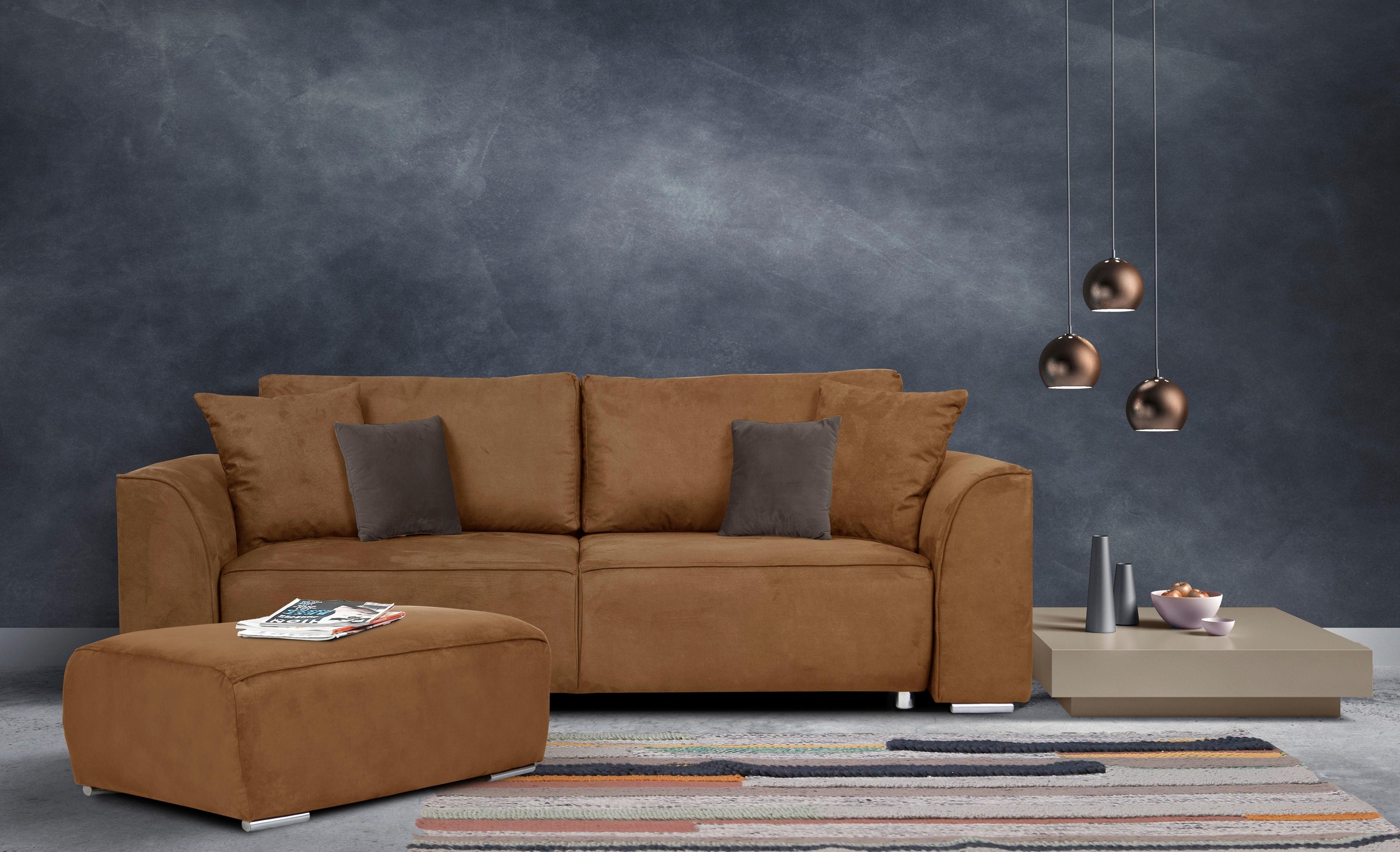INOSIGN 3-Sitzer Beatrice Schlafsofa, wahlweise auch mit Bettfunktion und Bettkasten, incl. 2 Zierkissen