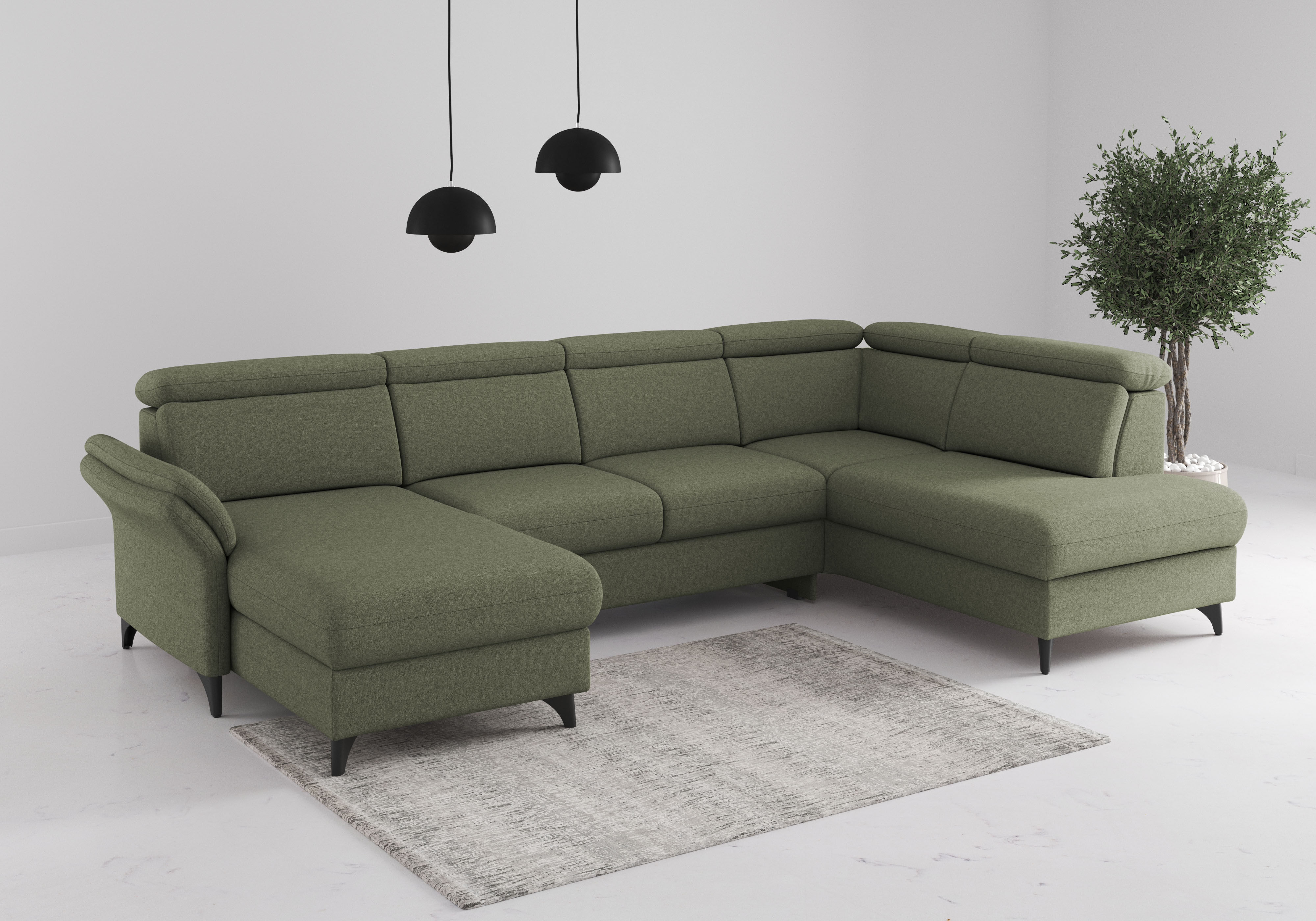 sit&more Wohnlandschaft "Glendale, U-Form" inkl. Kopfteilverstellung,wahlweise mit Vorziehsitz und Bettkasten