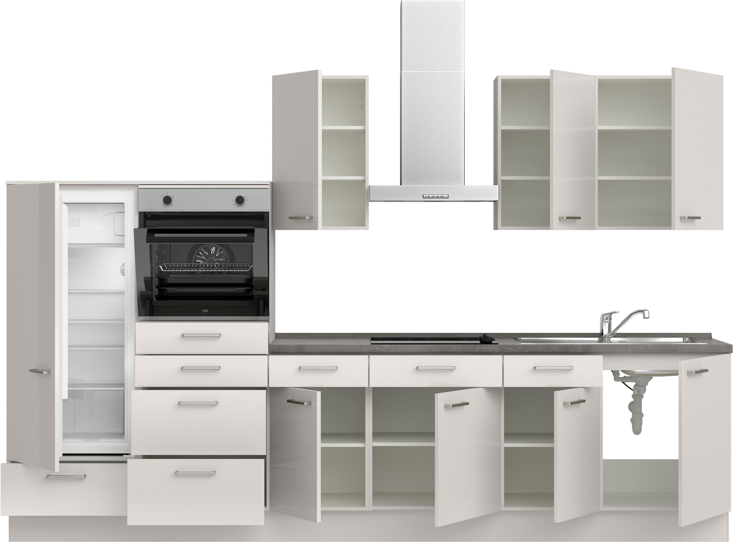 nobilia® Küchenzeile »"Flash I"«, vormontiert, Ausrichtung wählbar, Breite 330 cm, wahlw. mit E-Geräten