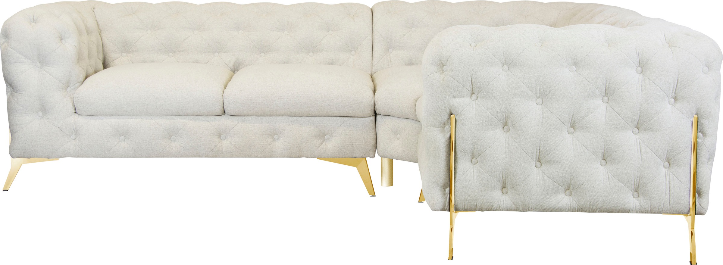 Leonique Chesterfield-Sofa »Amaury L-Form«, Chesterfield-Optik, Breite/Tiefe je 262 cm, Fußfarbe wählbar