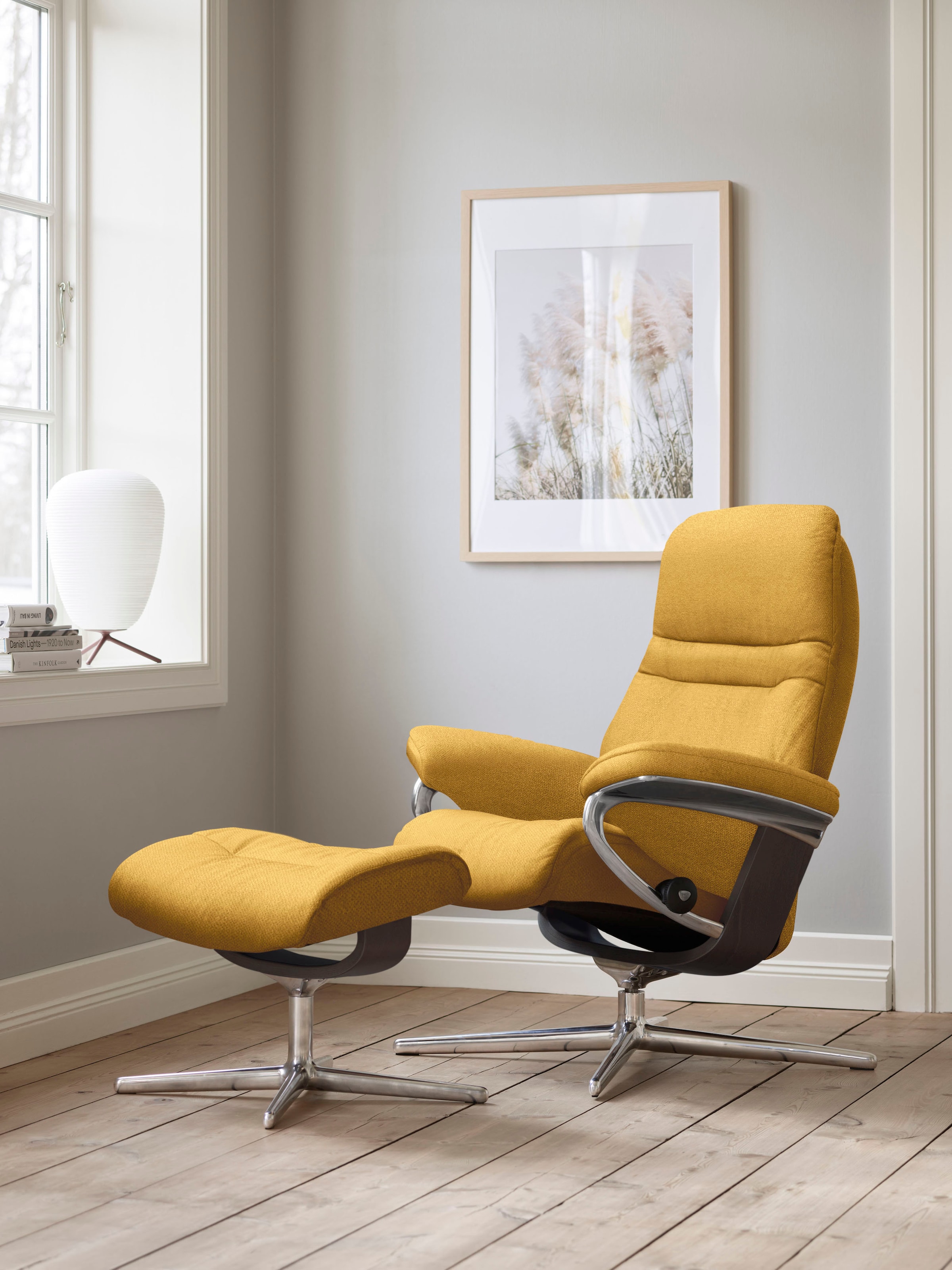 Stressless Fußhocker "Sunrise", mit Cross Base, Größe S, M & L, Holzakzent Wenge