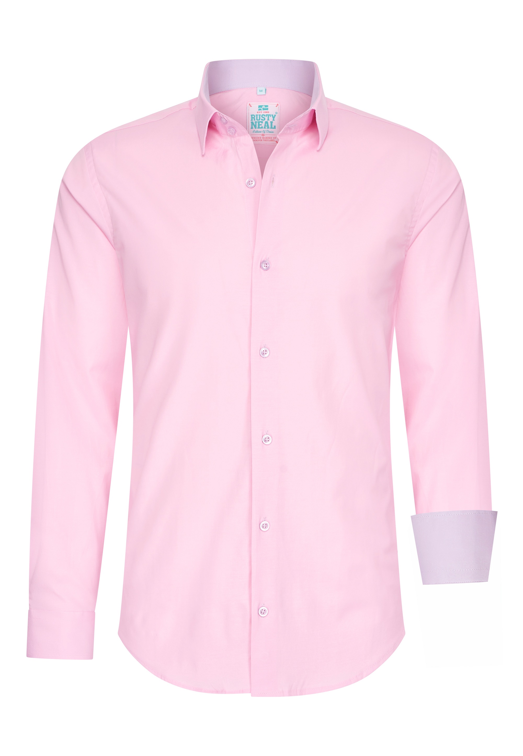 Thumbnail - Rusty Neal Langarmhemd mit farblich abgesetztem Innenkragen