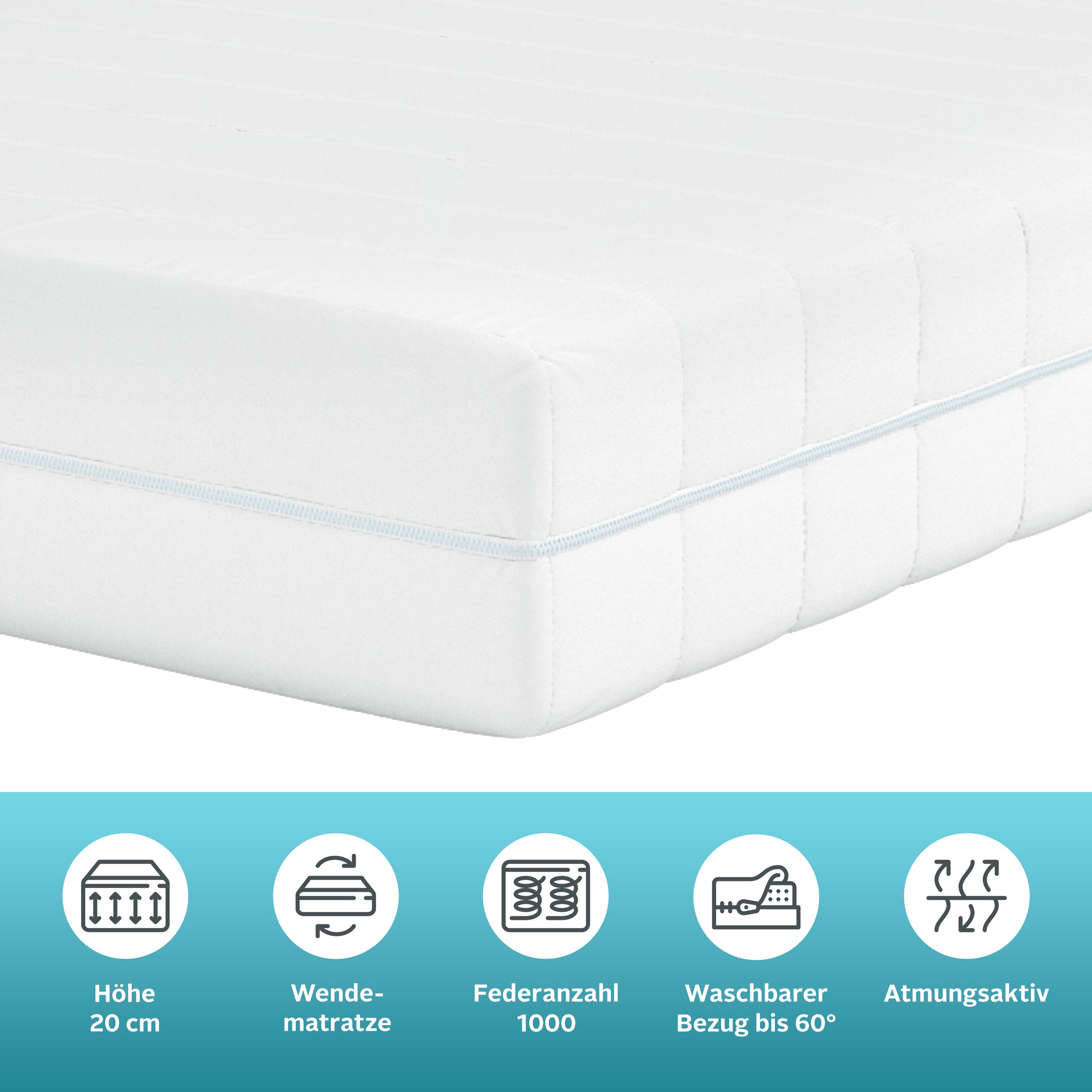 Thumbnail - Älgdröm Taschenfederkernmatratze "NEUHEIT: Sonet 20, 7 Zonen Matratze 90x200 cm, 140x200 cm & mehr" 20 cm hoch 1.000 Fed...