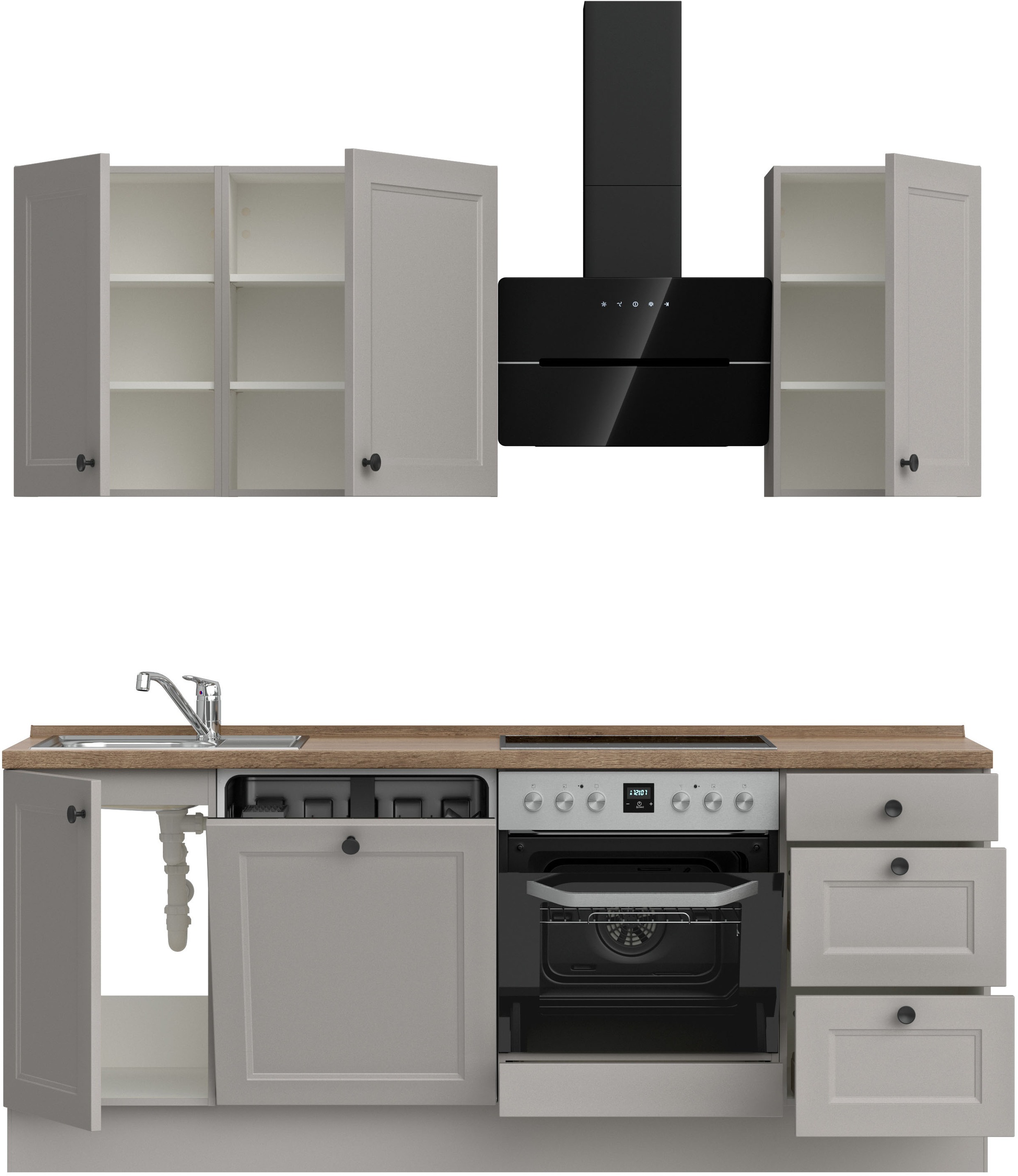 nobilia® Küchenzeile »"Cascada II"«, vormontiert, Breite 210 cm, Ausrichtung wählbar, wahlw. mit E-Geräten
