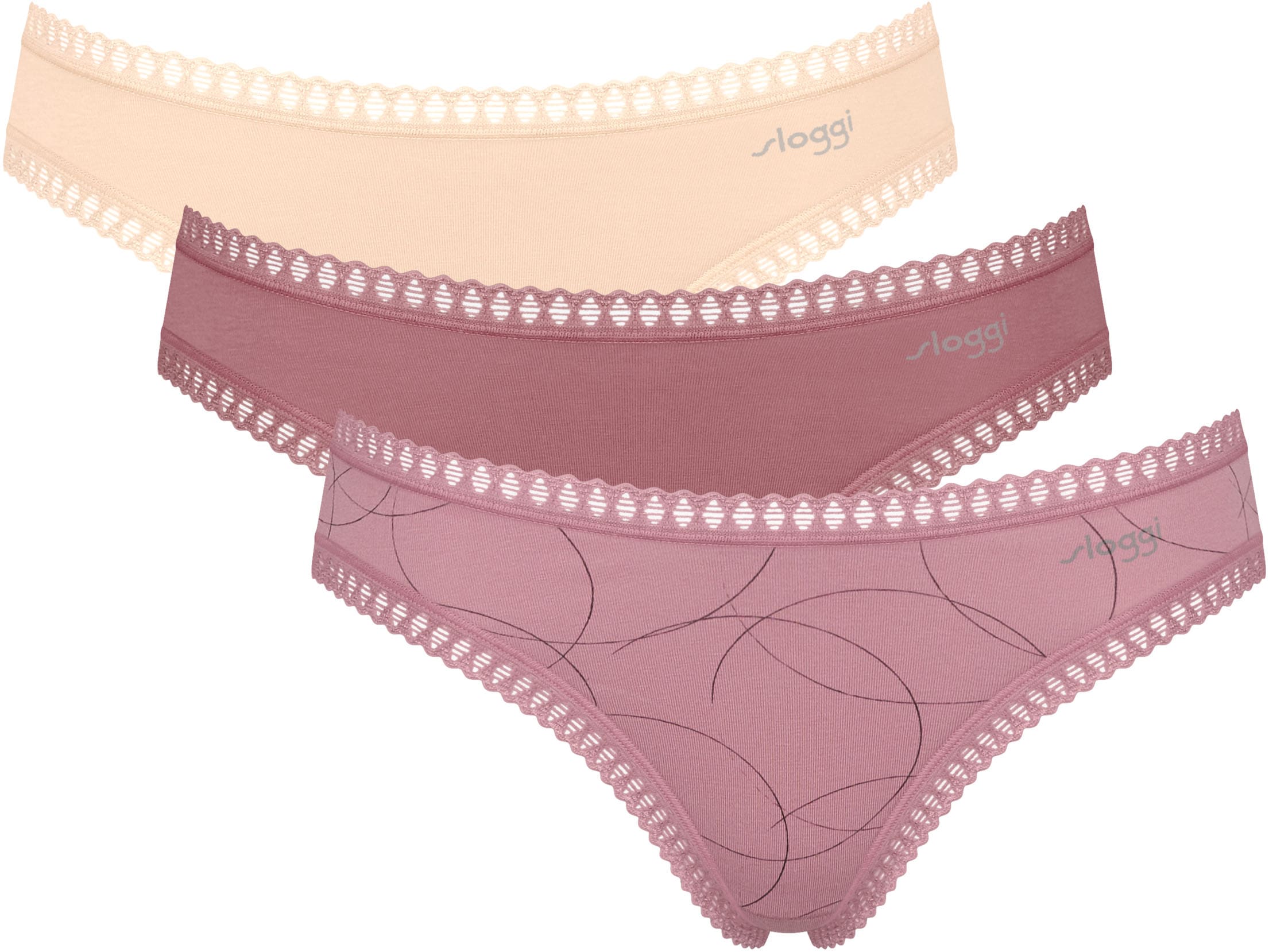 sloggi Minislip "GO Crush", (3er Pack), dehnbare Spitzendetails, uni, gemus günstig online kaufen