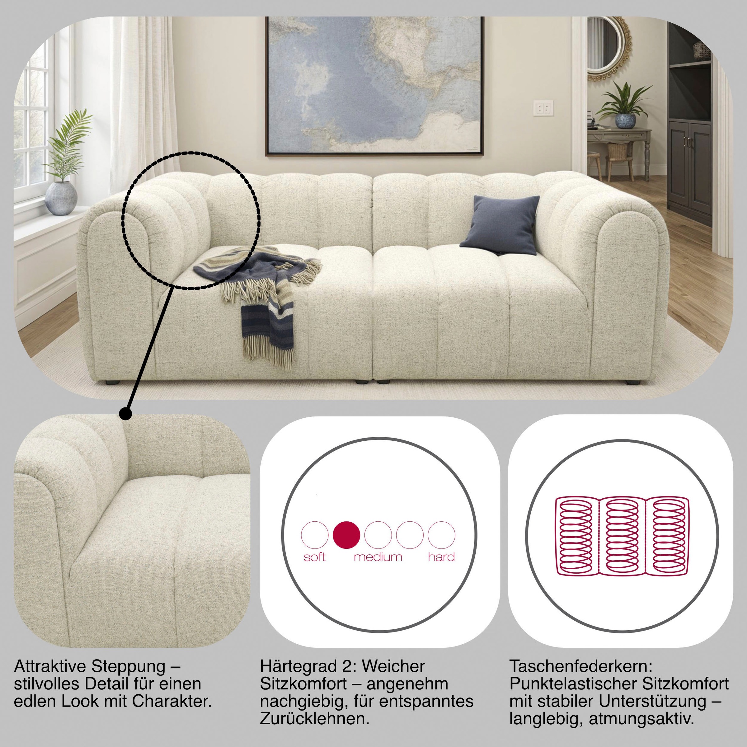 DOMO collection Big-Sofa »800020 Megasofa in 2 Breiten, Taschenfederkernunterfederung«, (2 St.)