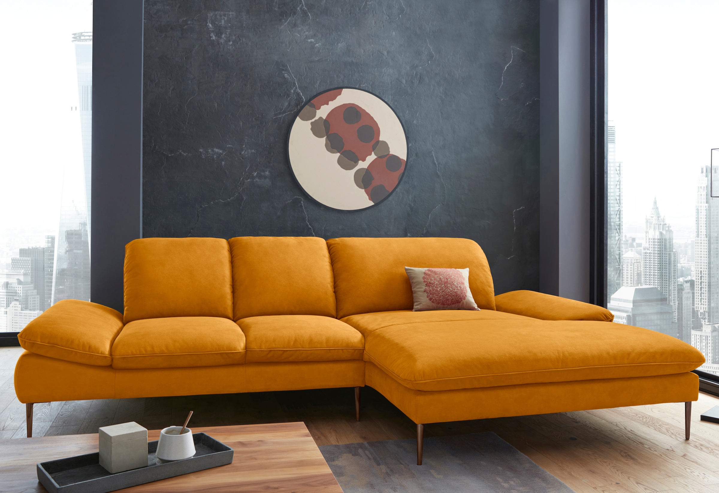 W.SCHILLIG Ecksofa "enjoy&MORE, Designsofa, bequem, zeitlos und elegant, L-Form" Sitztiefenverstellung, Füße bronze pulverbeschichtet, Breite 310 cm