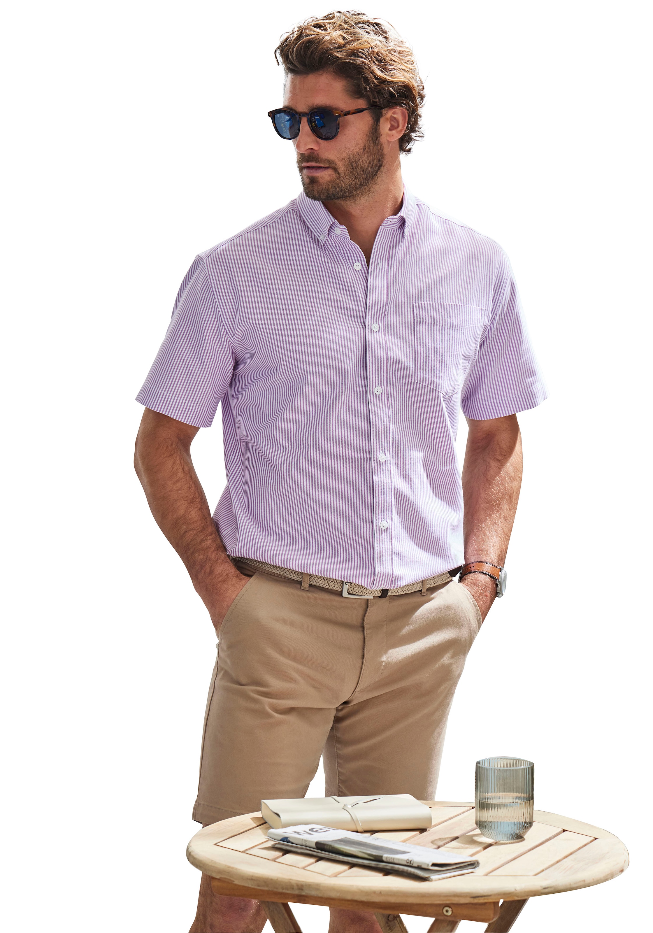H.I.S Kurzarmhemd »Regular fit«, Oxfordhemd kurzarm mit Button-down-Kragen aus reiner Baumwolle