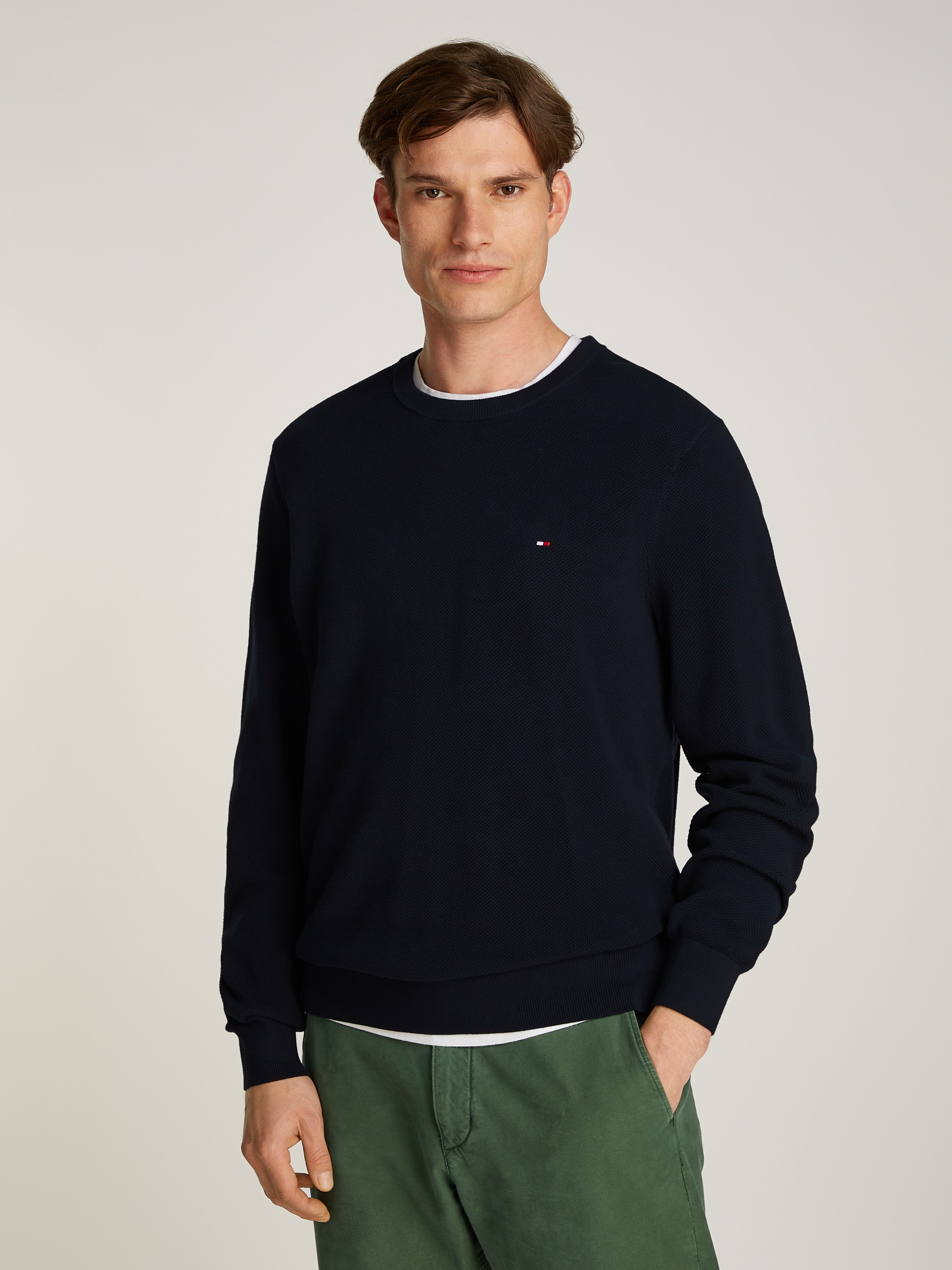 Tommy Hilfiger Rundhalspullover »ESSENTIAL STRUCTURE CREW NECK«, mit feiner Struktur