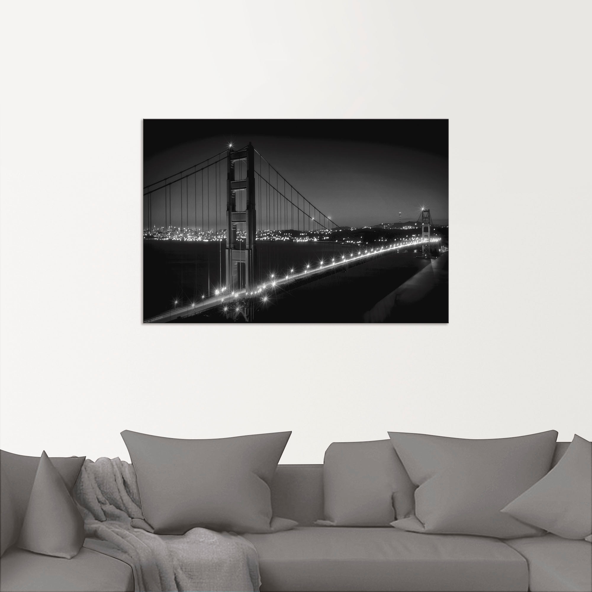 Artland Wandbild »Golden Gate Bridge am Abend«, San Francisco, (1 St.), als Alubild, Outdoorbild, Wandaufkleber in verschied. Größen