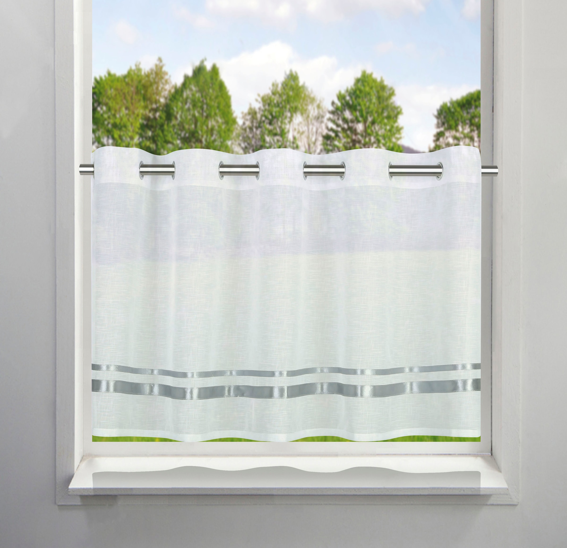 my home Scheibengardine "REGINA" Ösen 1 Stk. tlg. mit einseitig aufgenähten günstig online kaufen