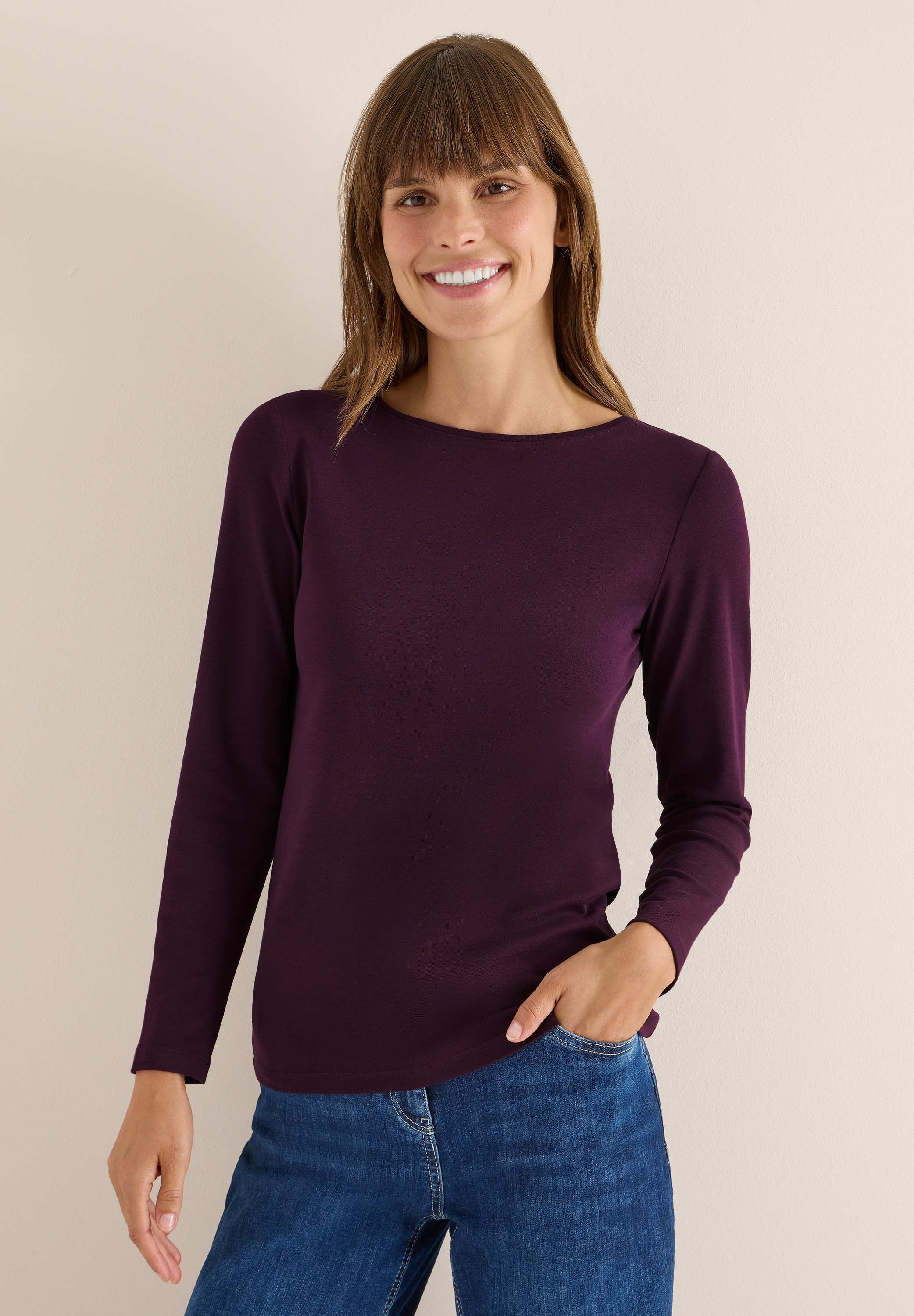 Cecil Langarmshirt aus reiner Baumwolle günstig online kaufen