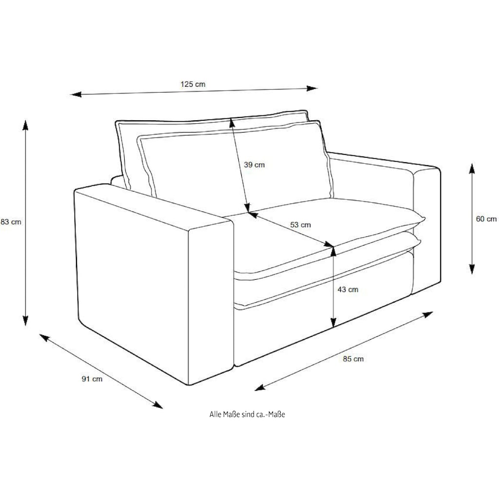 Places of Style Polstersessel »PIAGGE«, (2 tlg.), Hochwertiger Cord, Loveseat und Loveseat-Hocker im Set