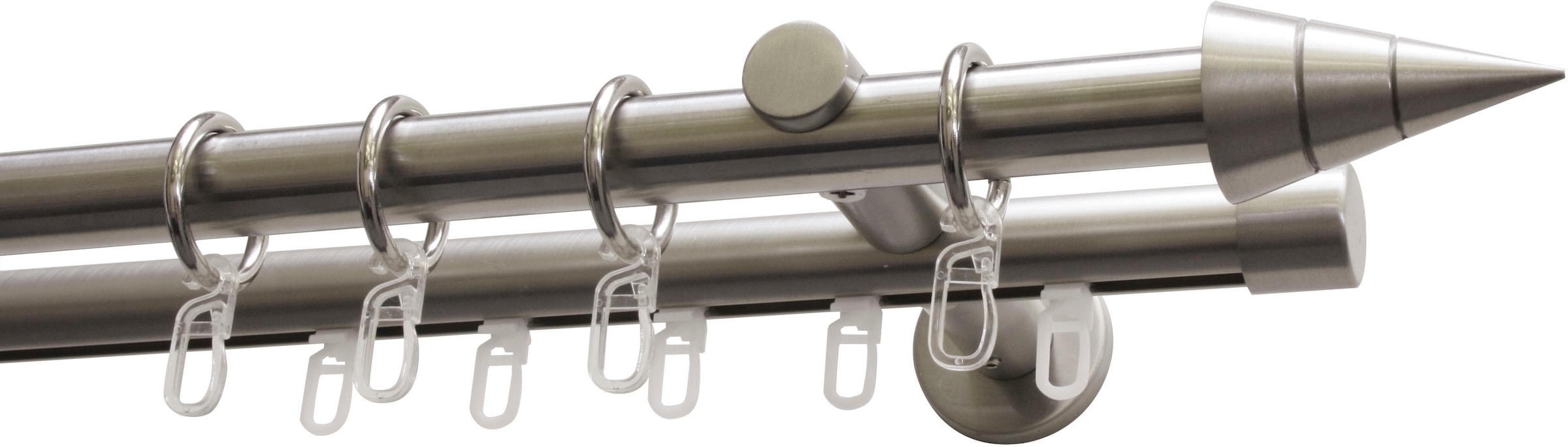 GARDINIA Gardinenstange "Set Kegel Metall" Ø 20 mm 2 läufig-läufig Fixmaß 2 günstig online kaufen