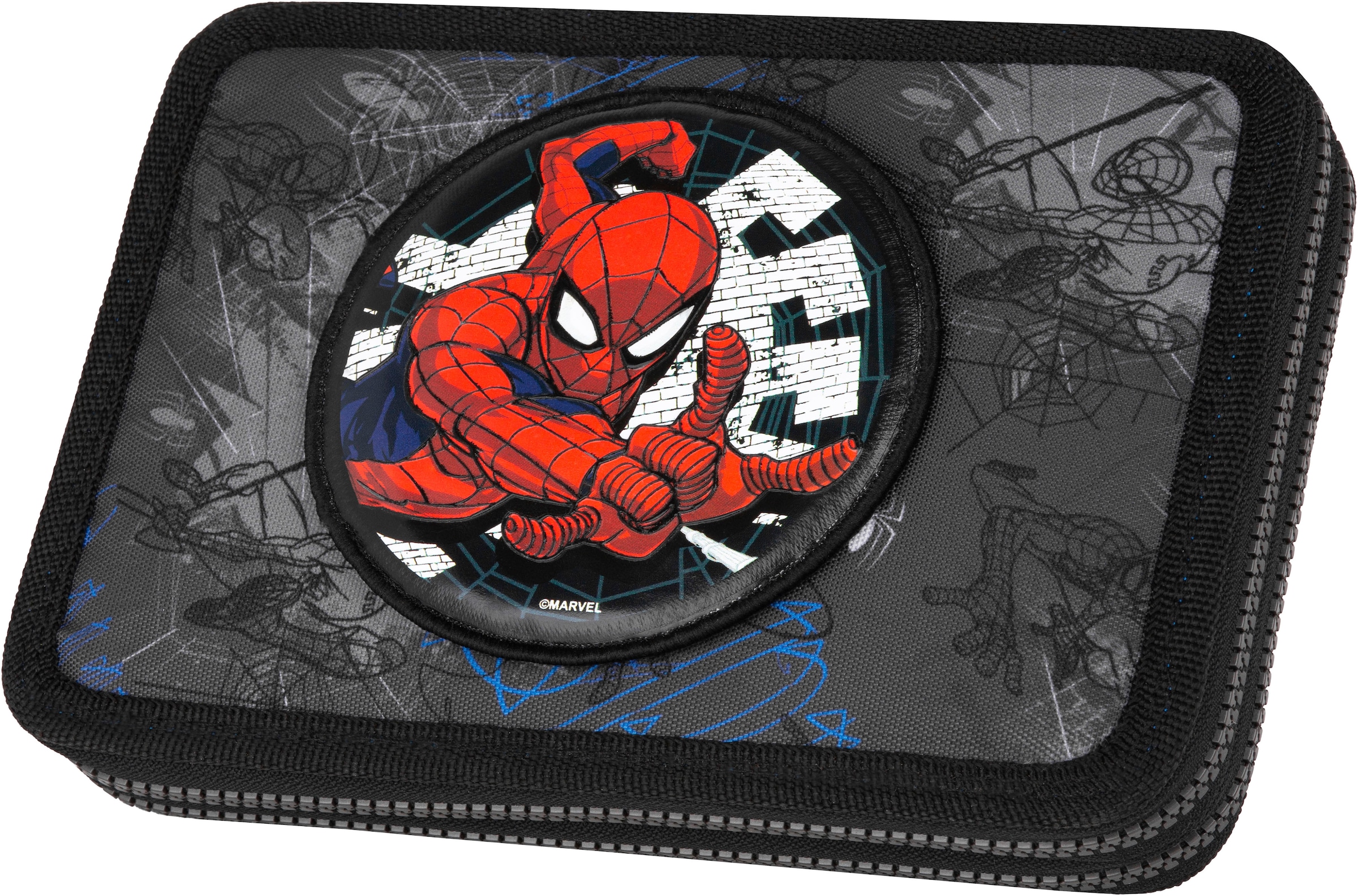 CoolPack Federmäppchen "Etui XL, Marvel, Spider Man, mit 2 Reißverschlüssen", befüllt