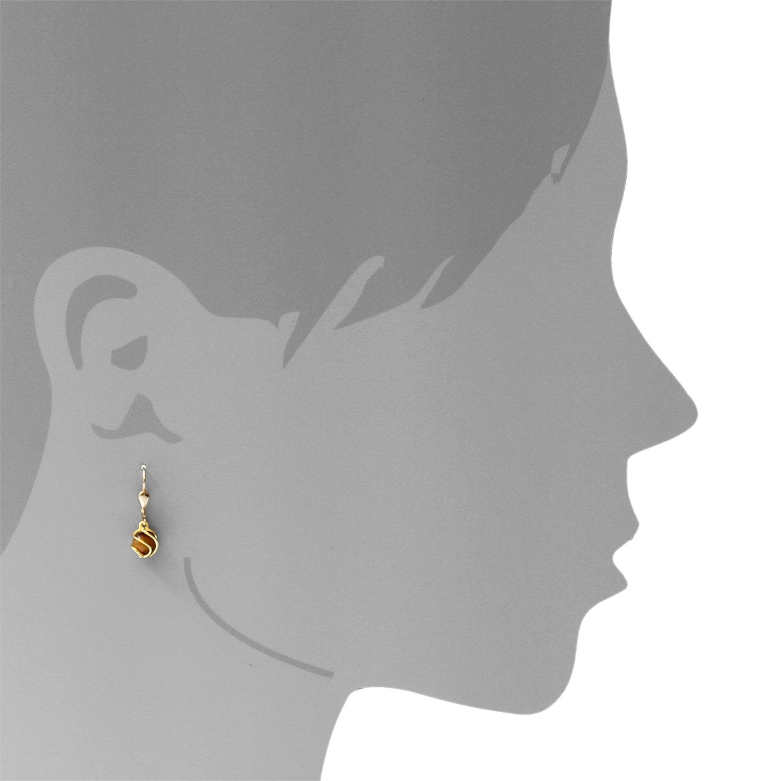 Ostsee-Schmuck Goldkafig Tiger Eye Yellow Gold Earrings 2