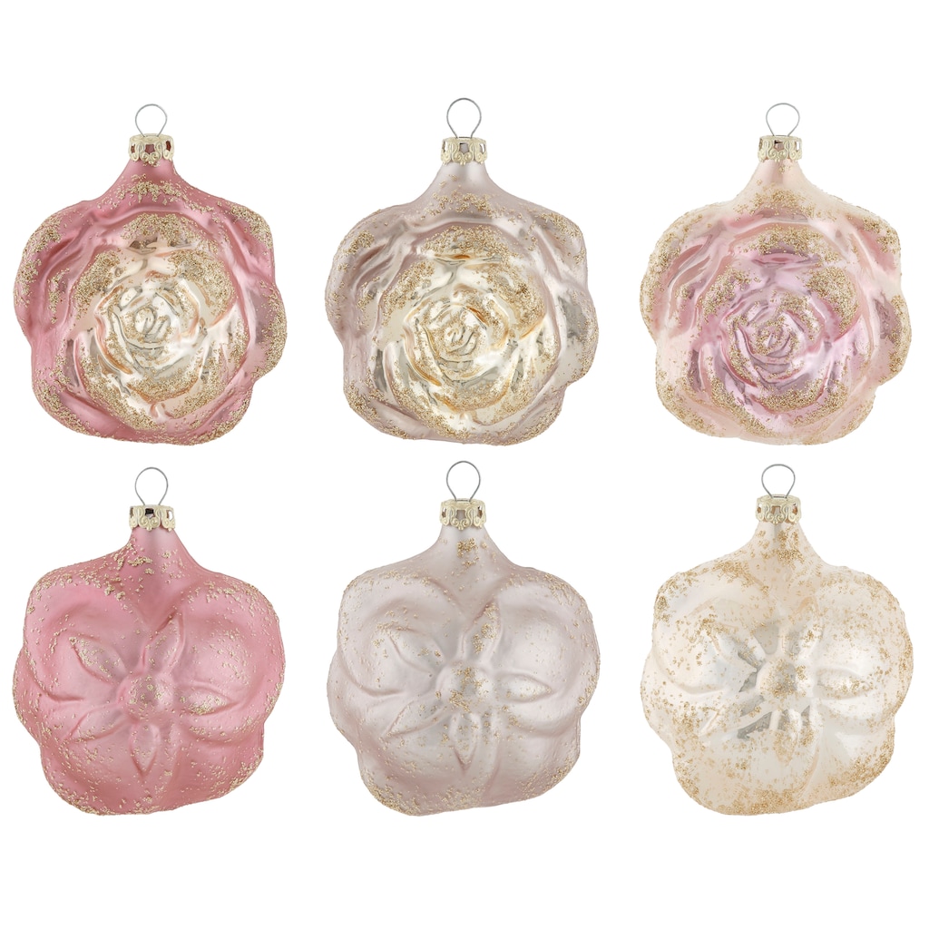 Thüringer Glasdesign Christbaumschmuck »Deluxe«, (Set, 3 tlg.), Rosenblüte