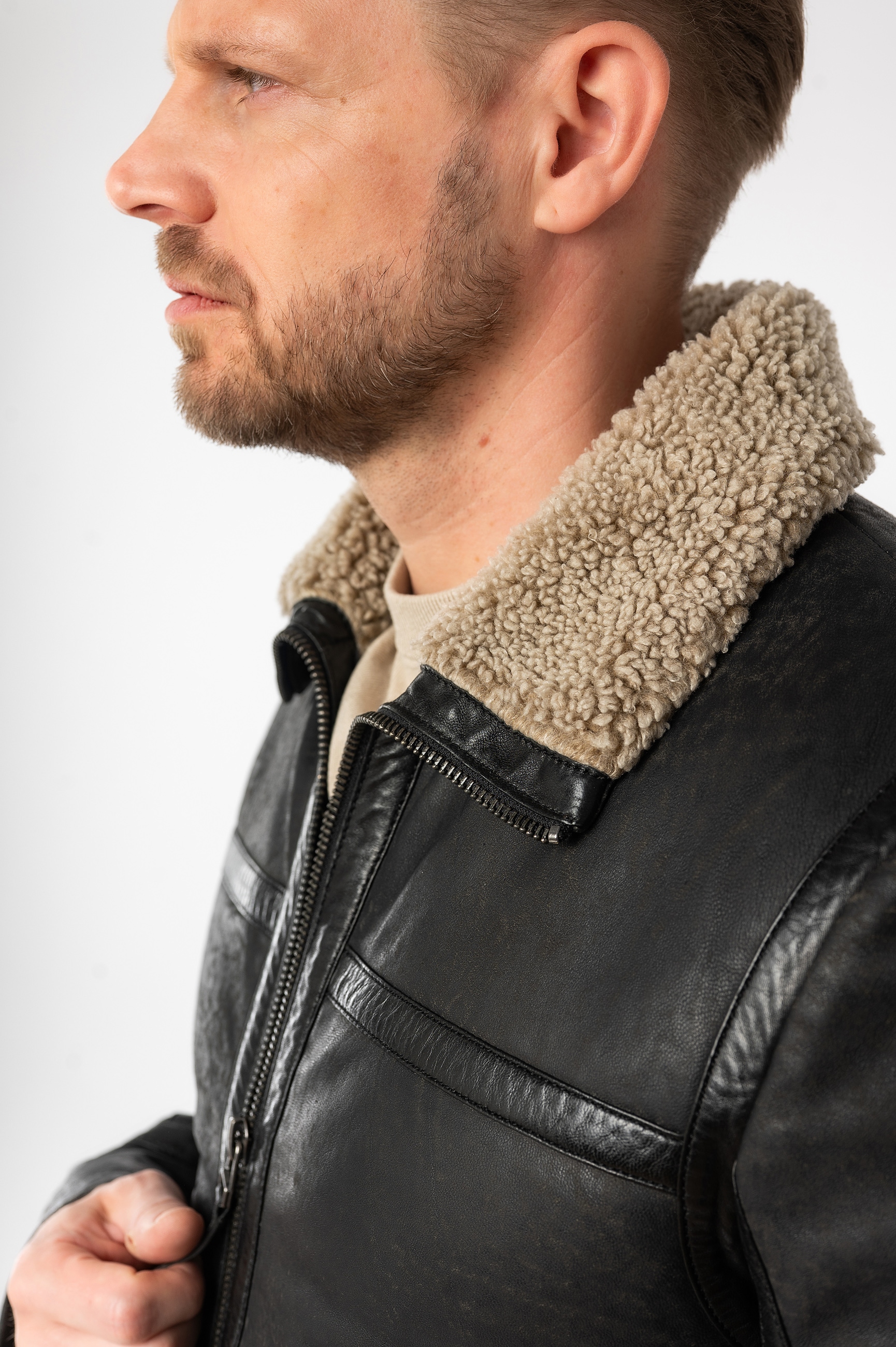 Mauritius Lederjacke »MMAlasko«, mit Umlegekragen