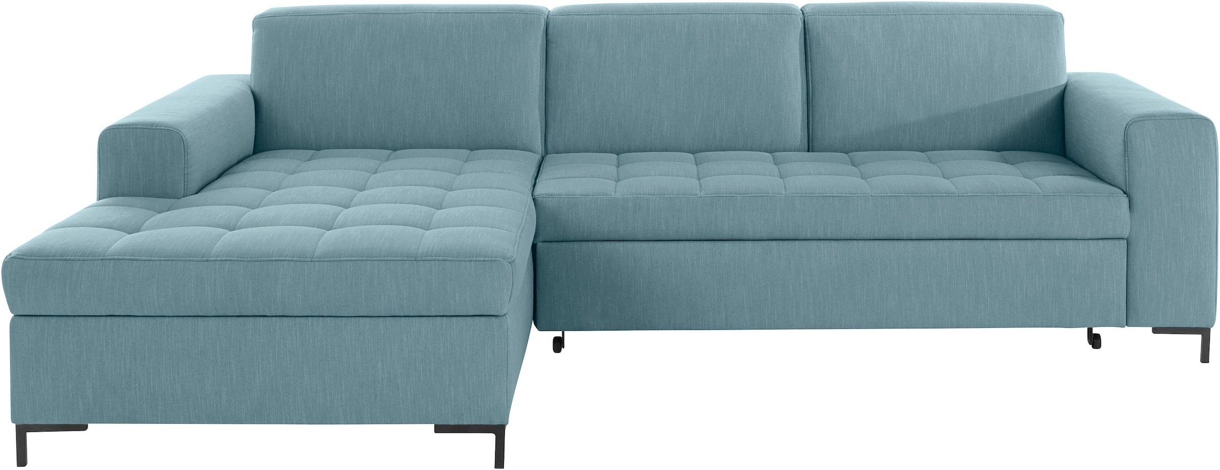 OTTO products Ecksofa »Grazzo, zeitlos und elegant, mit moderner Sitzheftung, L-Form«, hochwertige Stoffe aus recyceltem Material, Steppung im Sitzbereich