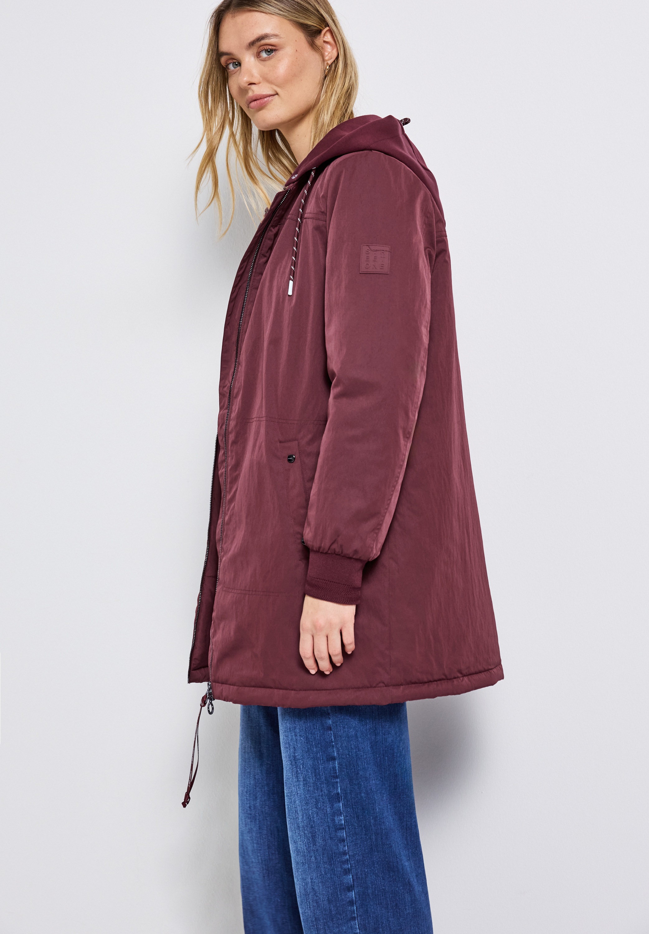 STREET ONE Blouson mitKapuze lang, mit abnehmbarer Kapuze mit Tunnelzug günstig online kaufen