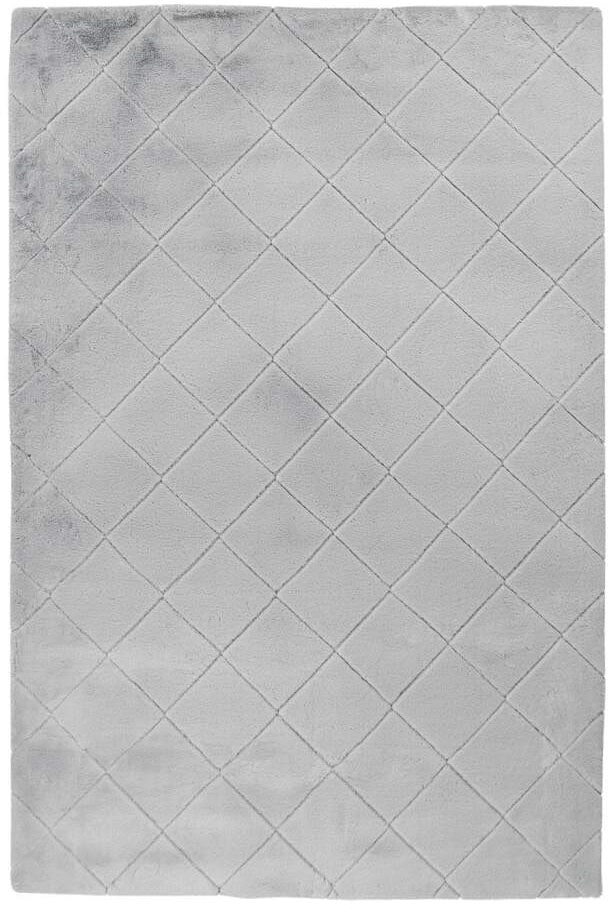 Carpet City Hochflor-Teppich »Moment«, rechteckig, 31 mm Höhe, besonders weich, Kaninchen Fell Haptik, 3D-Effekt, Rauten, Wohnzimmer