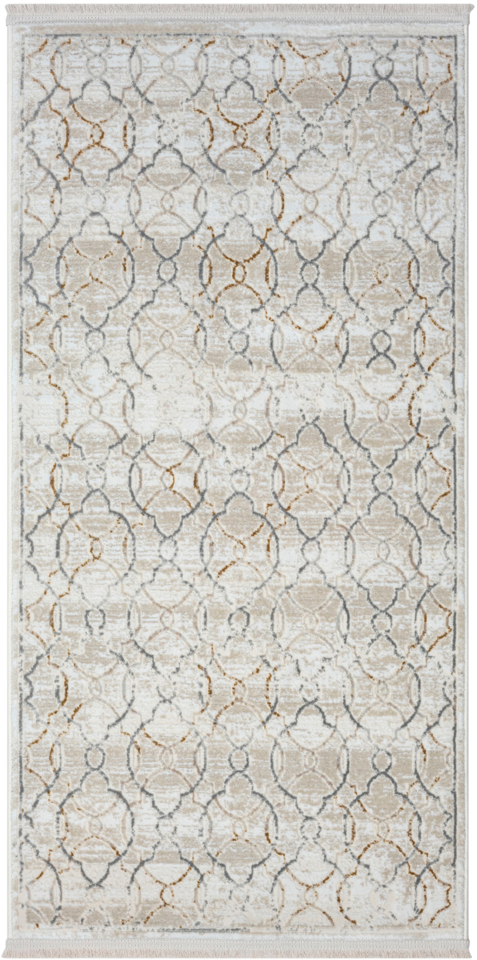 Myflair Möbel & Accessoires Teppich »My Floor, LAGERRÄUMUNG!«, rechteckig, 10 mm Höhe, Kurzflor, Retro-Style, mit Fransen, besonders weich durch Microfaser