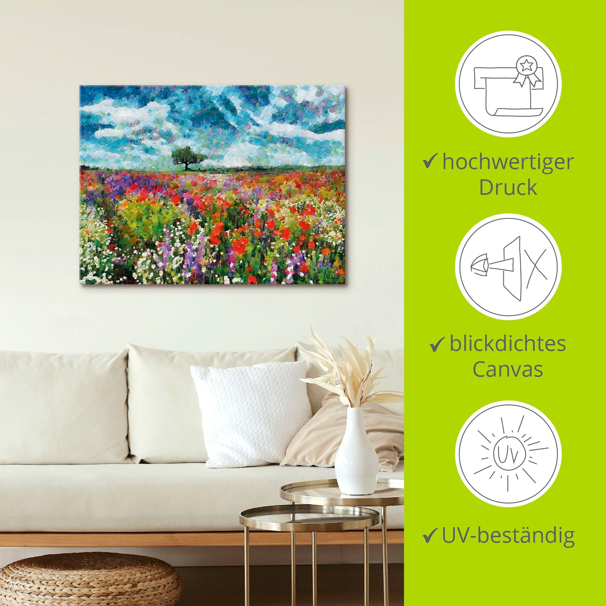 Artland Leinwandbild »Bunte Wiese«, Blumenwiese, (1 St.), auf Keilrahmen gespannt