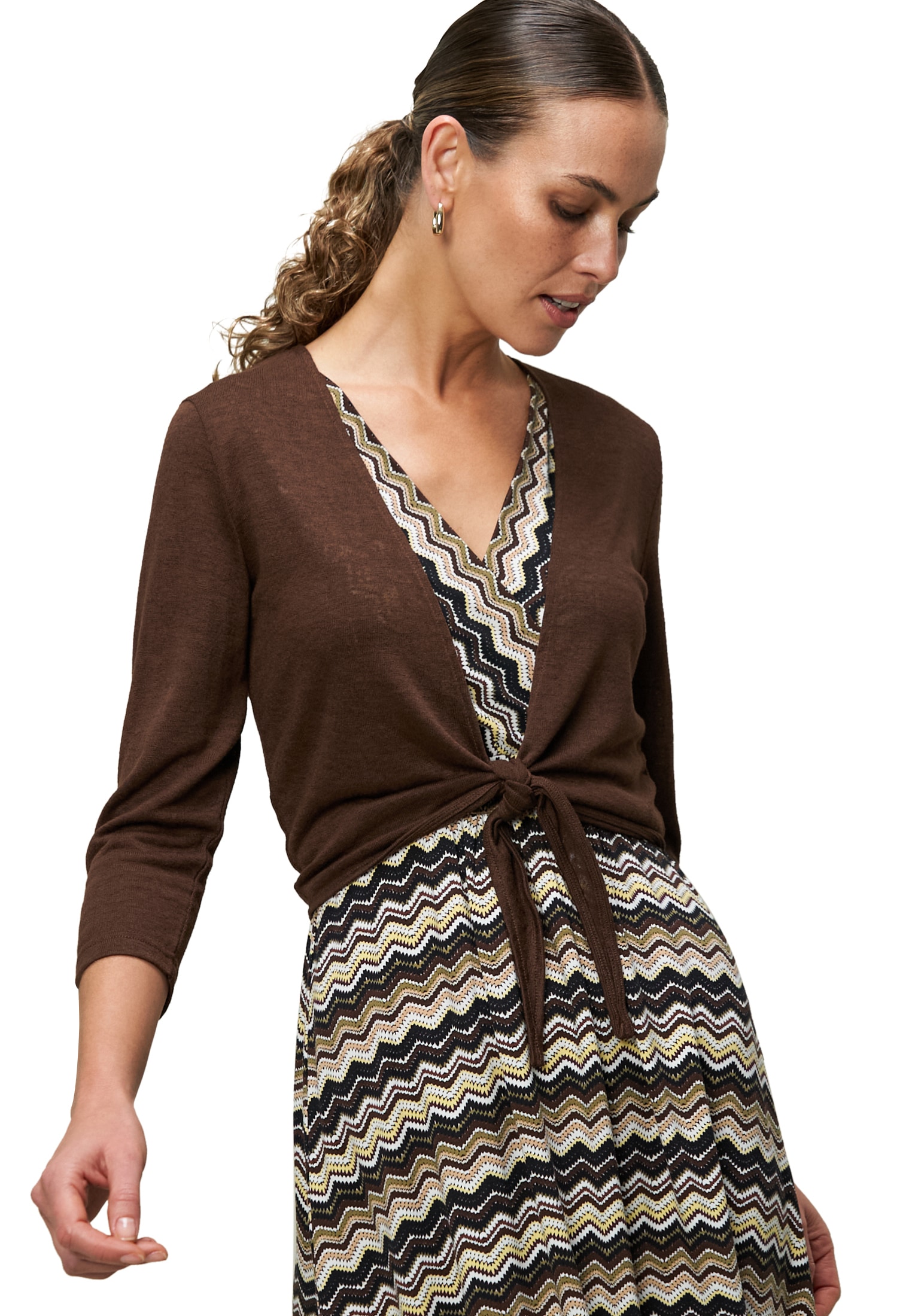 Zero Sweatshirt "zero Damen Strickjacke zum Binden", drapiert /gerafft günstig online kaufen