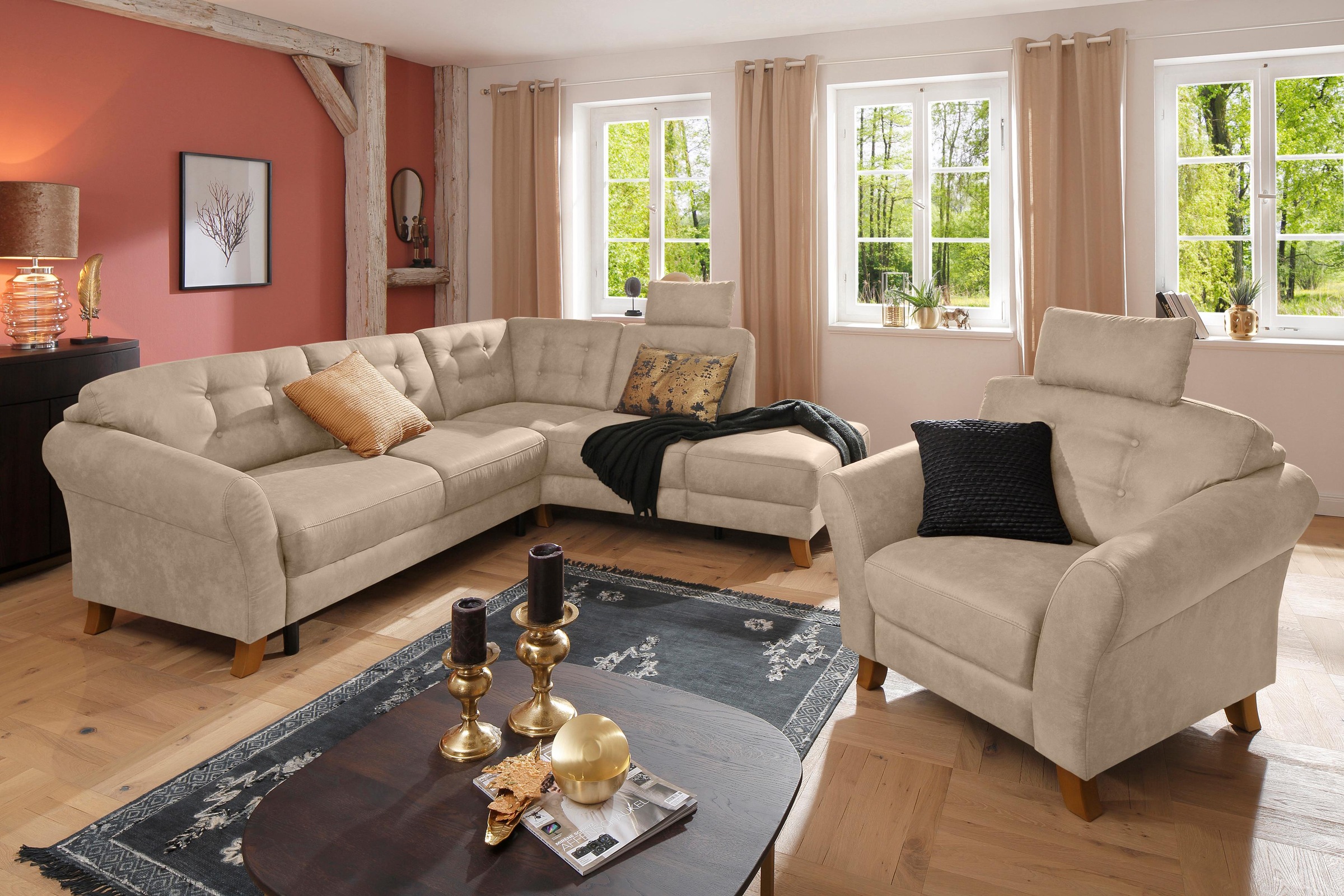 Home affaire Ecksofa »Trondheim L-Form«, mit Federkern