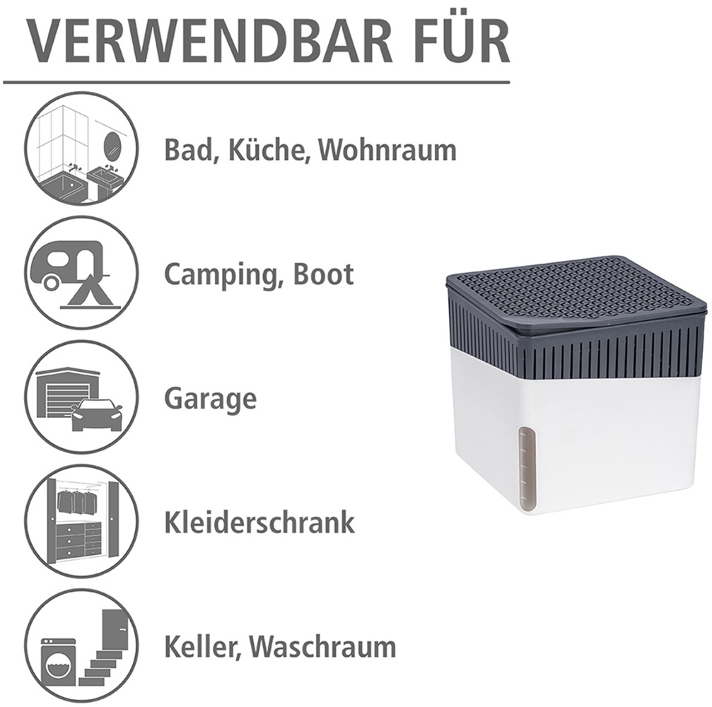 WENKO Luftentfeuchter »Modell Cube«, für 40 m³ Räume, Tank 0,8 l, mit 2 x 500 g Entfeuchter-Blöcken