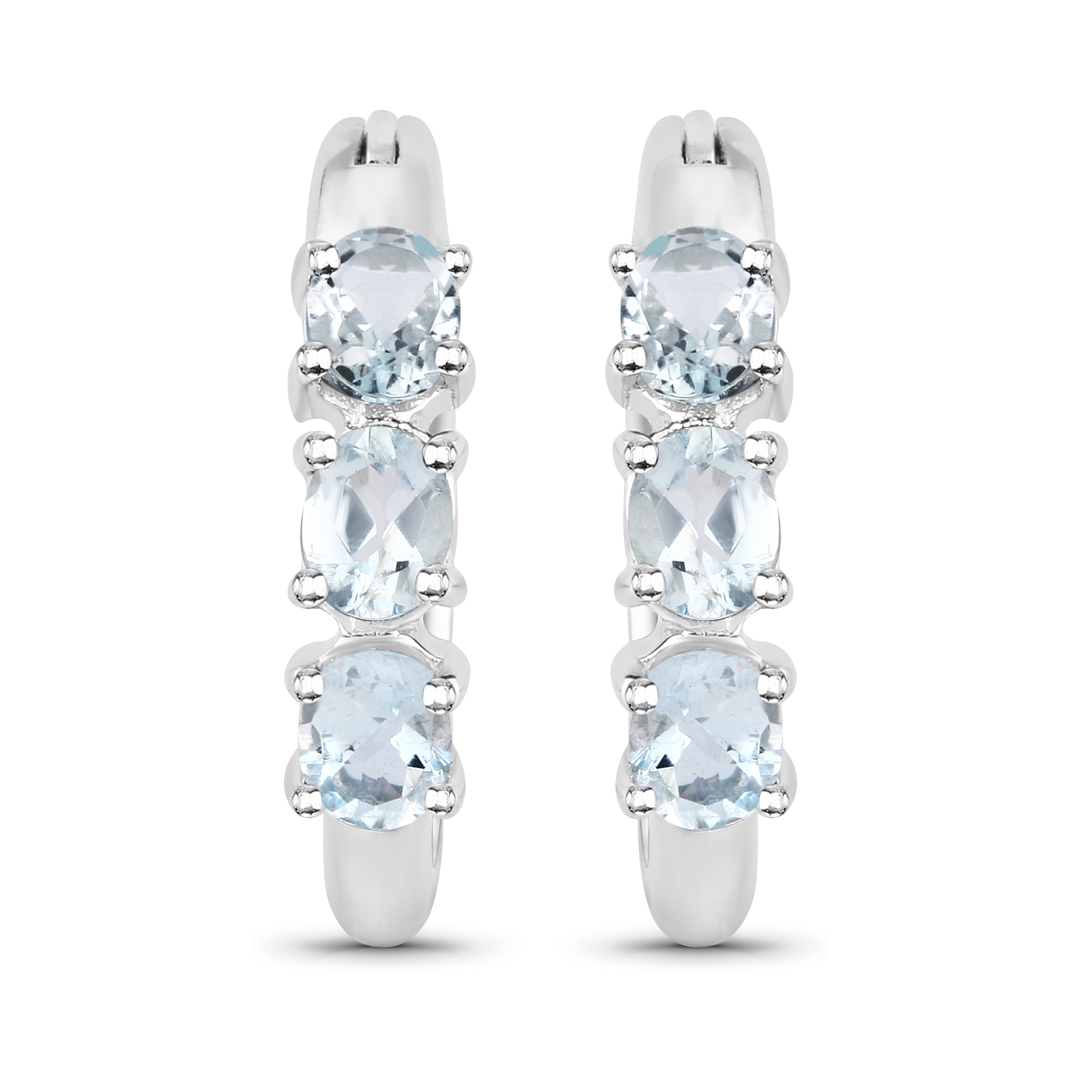 Vira Jewels Paar Creolen »925-Sterling Silber rhodiniert Glänzend Aquamarine hellblau«