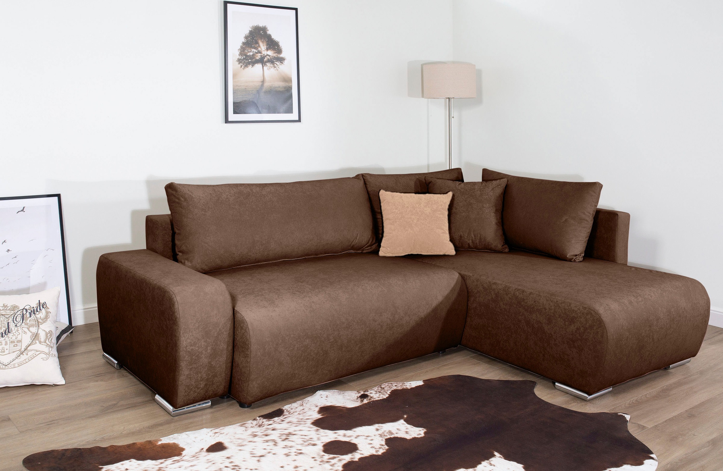 COLLECTION AB Ecksofa »Poppy, L-Form, Breite 227 cm mit Schlaffunktion«