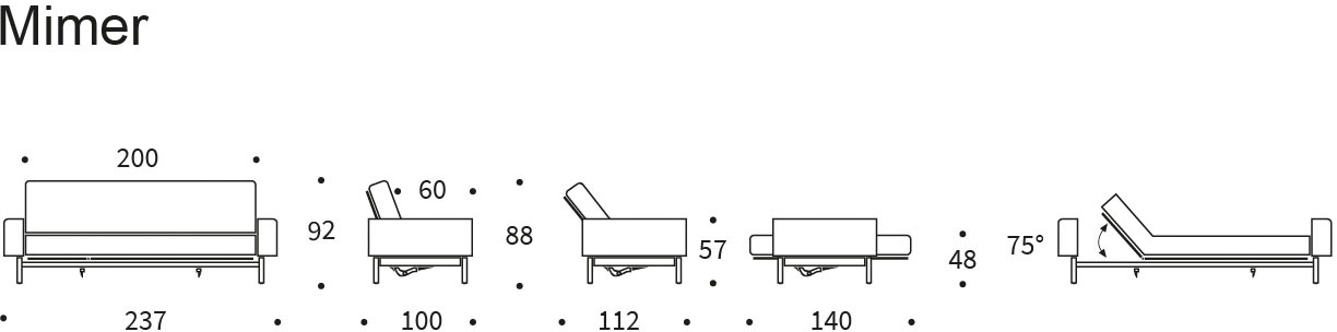 INNOVATION LIVING ™ Schlafsofa »MIMER«, Taschenfederkernmatratze, Breite Liegefläche 140 cm