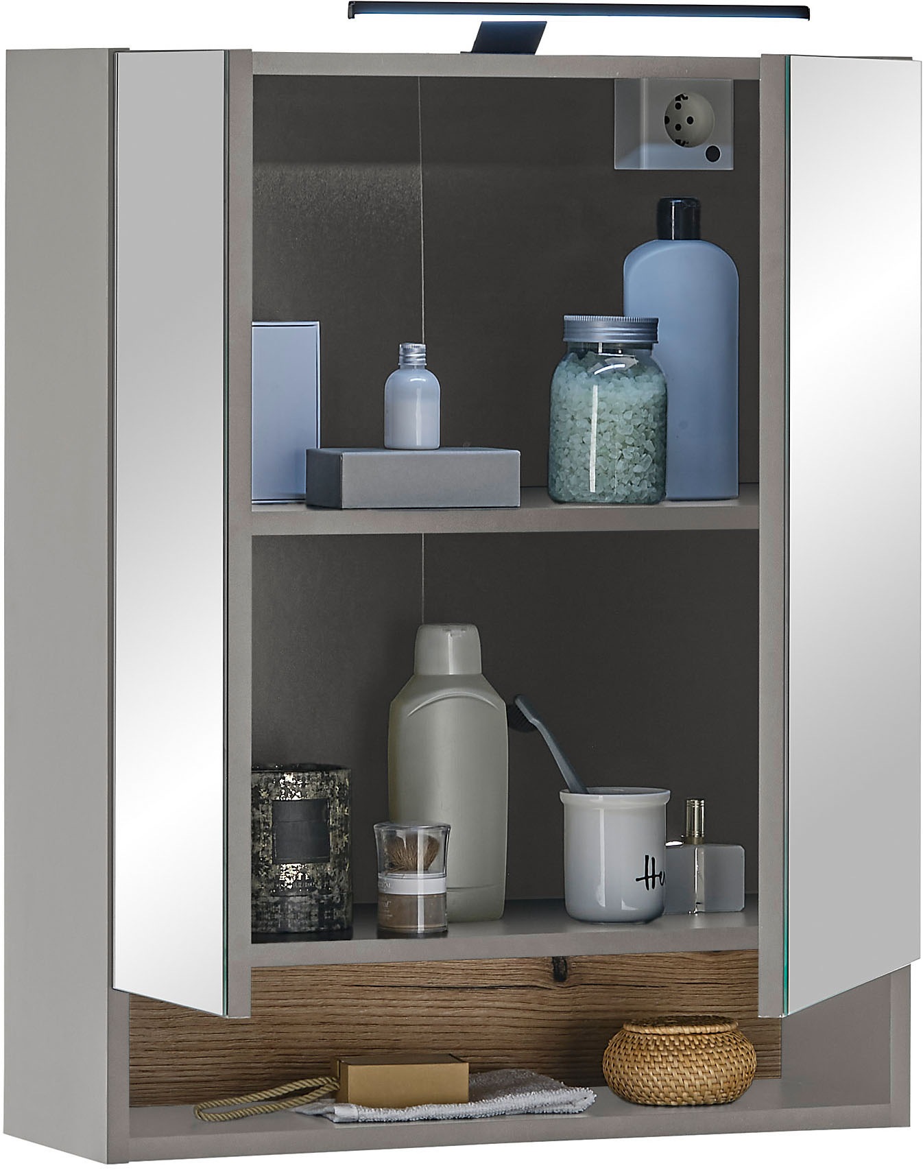 BASIC by Balculina Spiegelschrank »Denver Spiegelschrank, Badezimmerschrank BxHxT 60x75x22«, (1 St.), Breite 60 cm, Tür L/R montierbar, Softclose